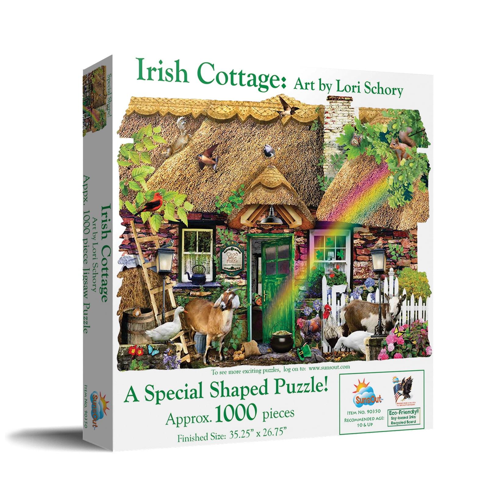 Sunsout Irish Cottage 1000 pc Special Shape  Jigsaw Puzzle 90350
