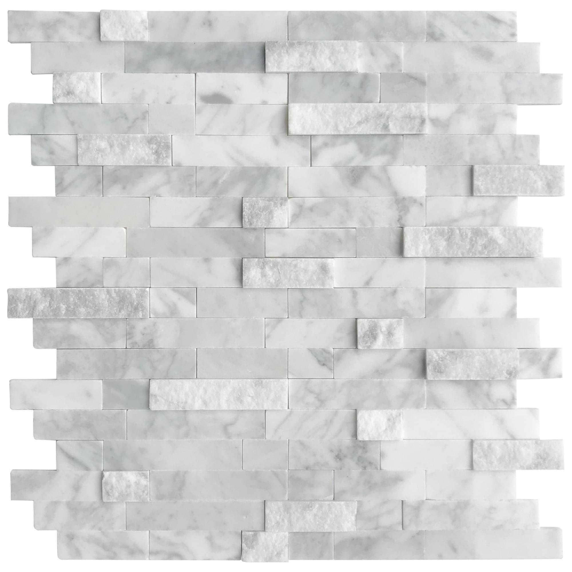 Mixed Gray 12x12 Natural Marble Peel and Stick Mosaic Tiles