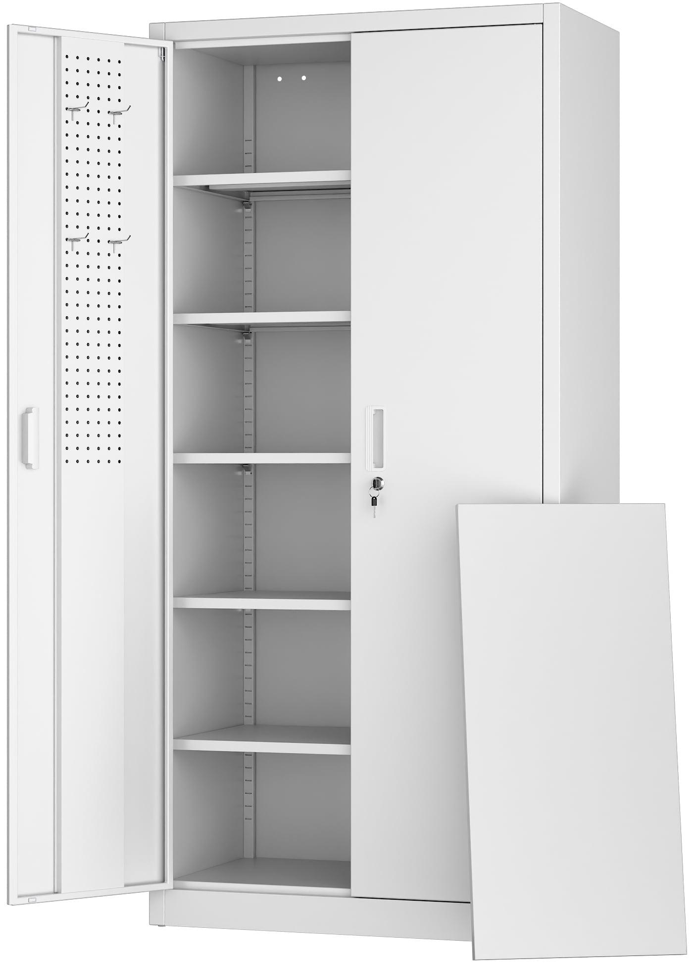 SUPEER Metal Garage Storage Cabinet, 72 Inches Tall Lockable  Storage Cabinet with Door and 5 Adjustable Shelves for Office and Home, Assembly Required