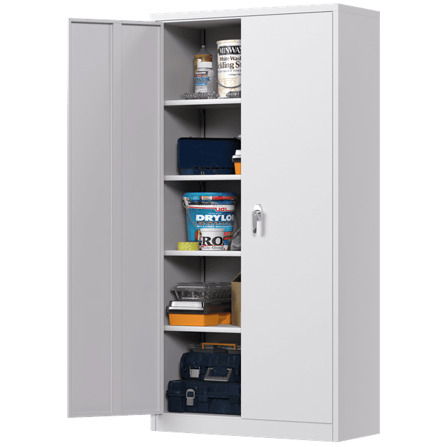 SUPEER Metal Garage Storage Cabinet, 72 Inches Tall Lockable  Storage Cabinet with Door and 5 Adjustable Shelves for Office and Home, Assembly Required