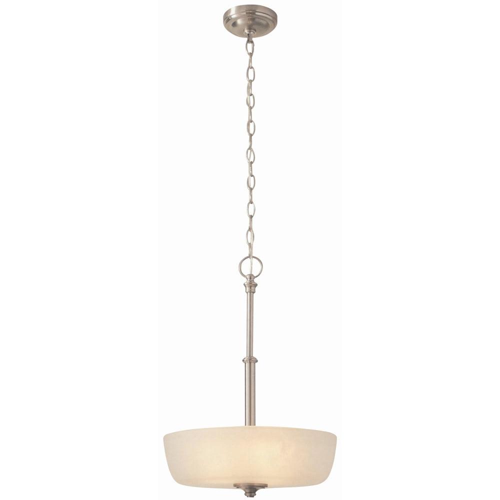 Brushed Nickel 3-Light Bowl Pendant with Frosted Glass Shade