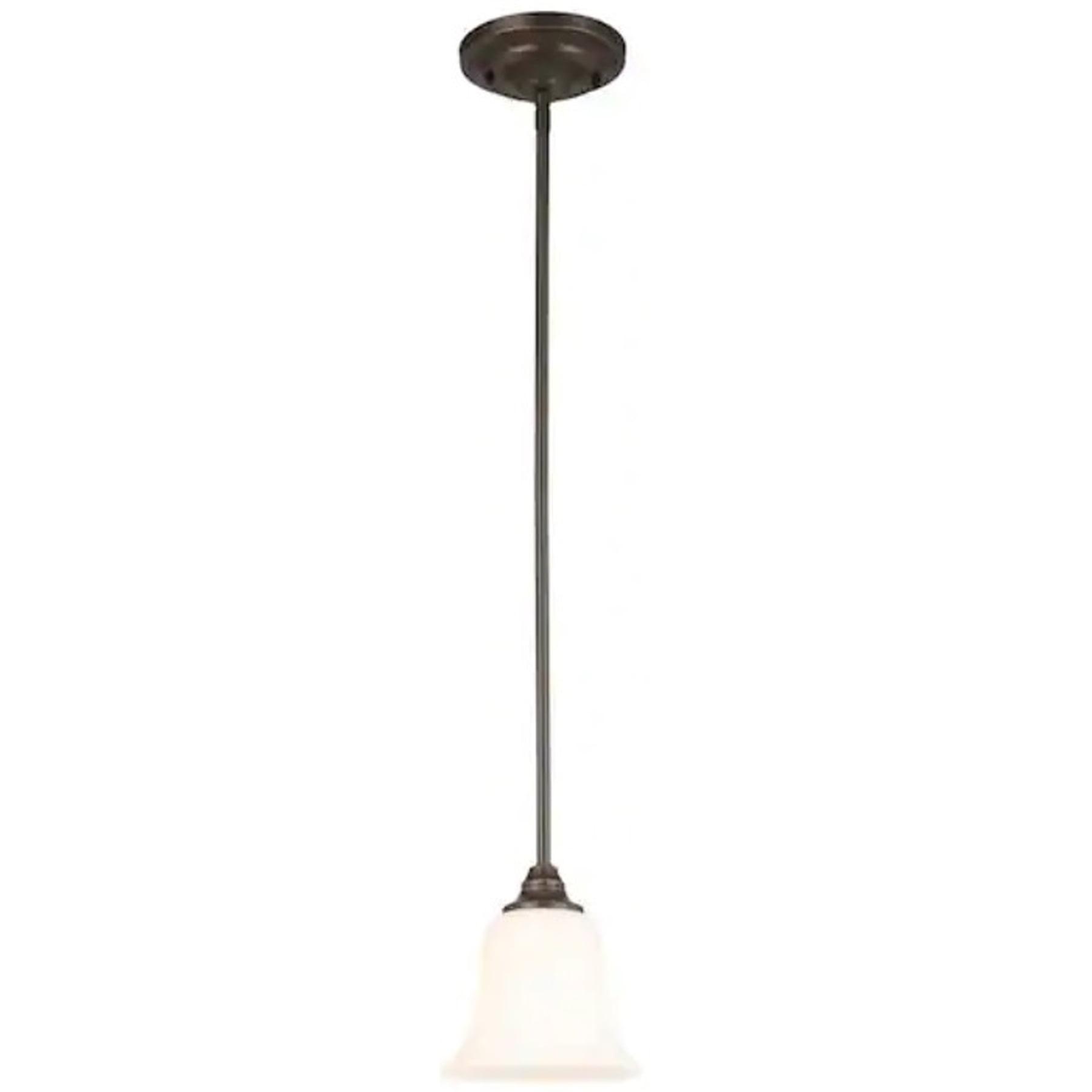 Elegant Oil-Rubbed Bronze 57" Mini Pendant with Frosted White Glass Shade