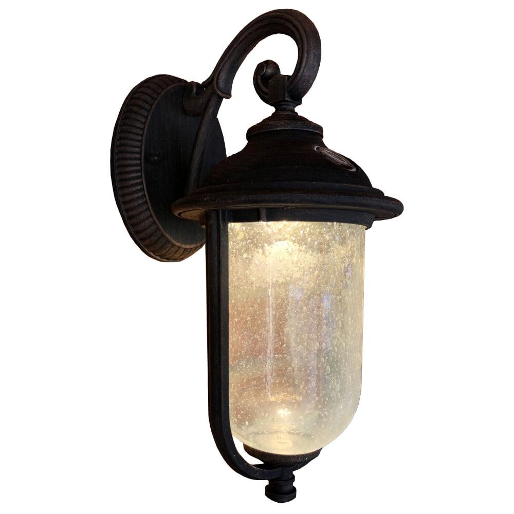 Rustic Bronze 14" LED Outdoor Wall Light with Clear Seeded Glass