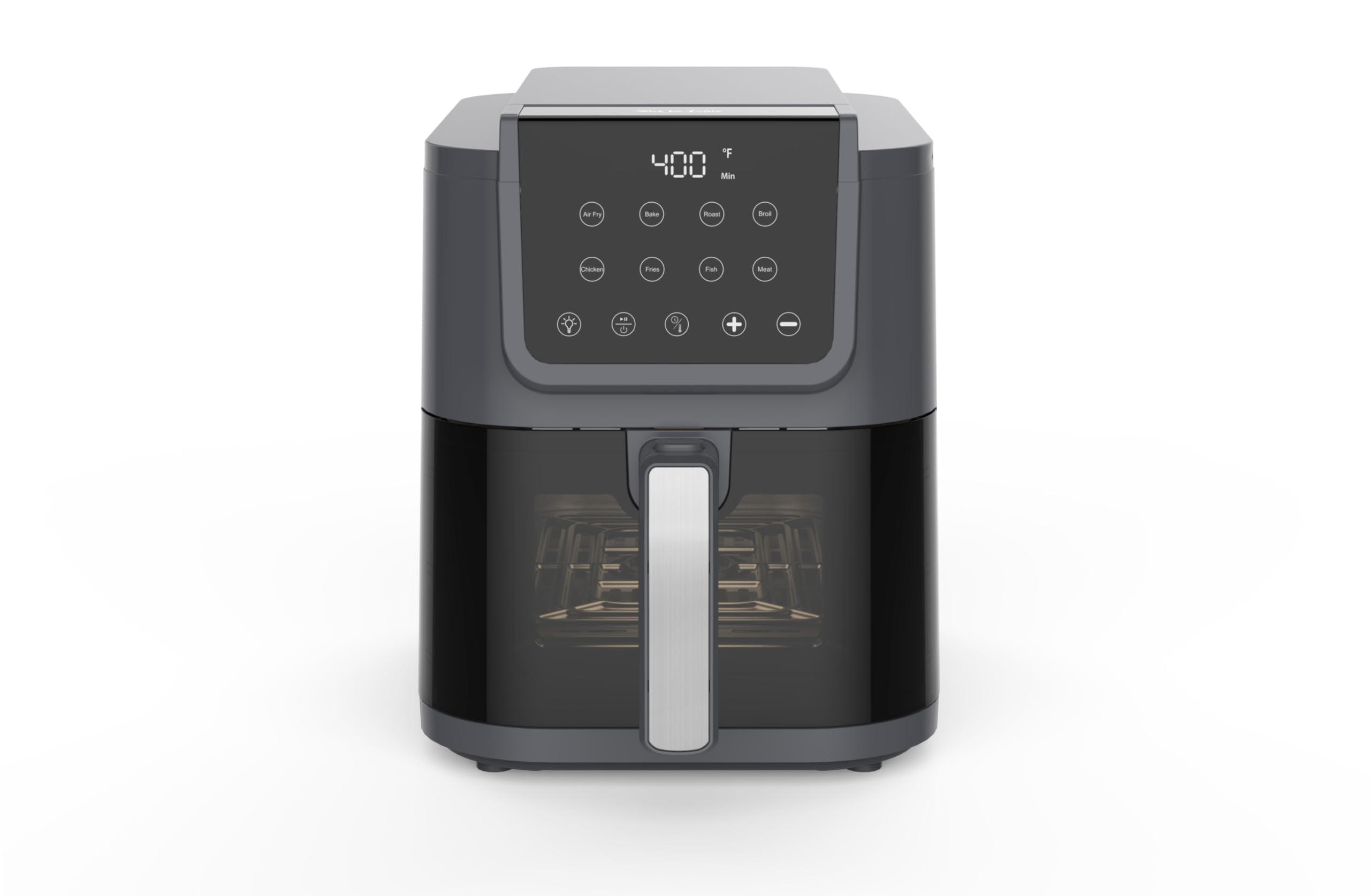 Sur La Table Kitchen Essentials 5qt Air Fryer - Cool Gray: 1700W, Digital Control, Nonstick, Dishwasher-Safe, Recipes Included