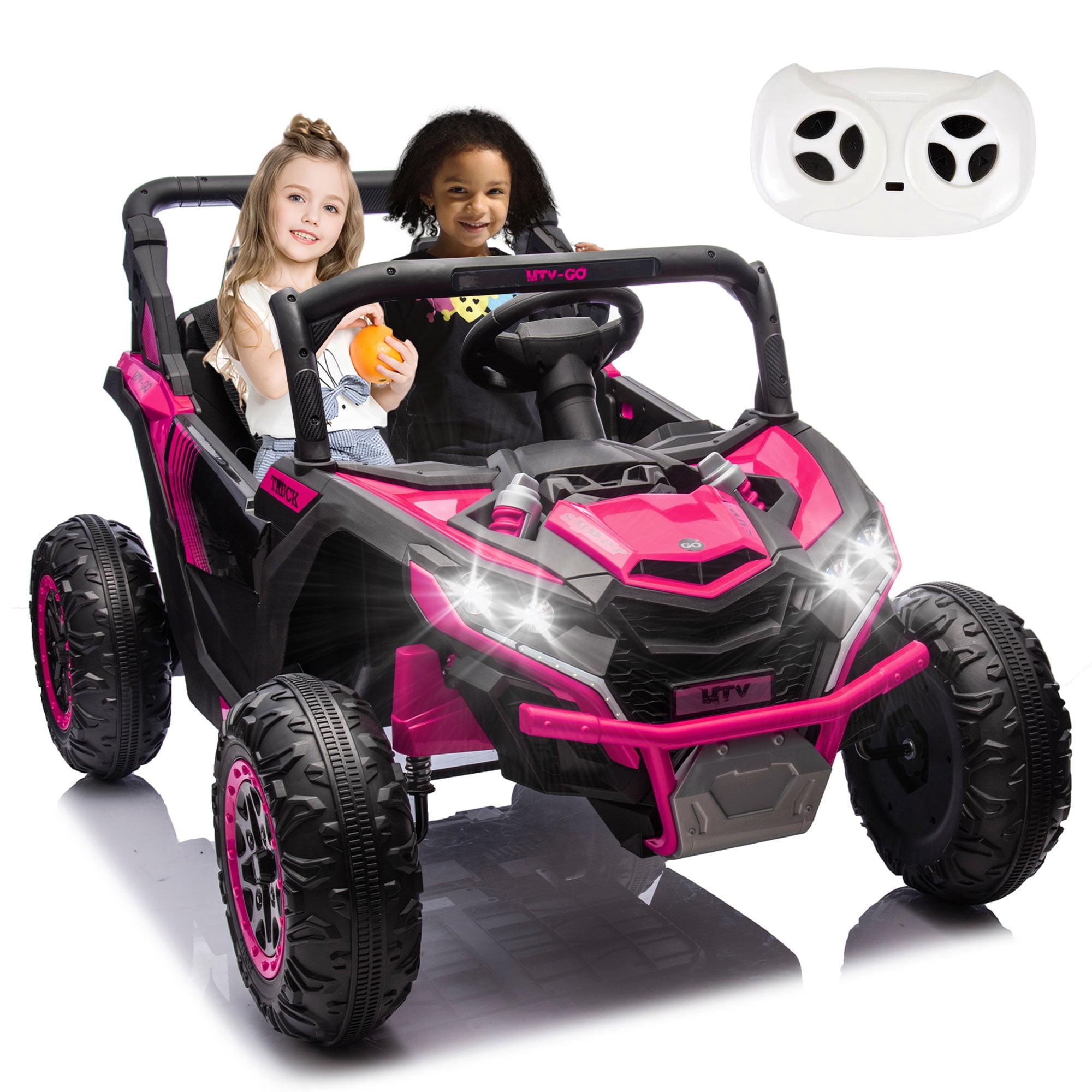 SUSIELADY 24V 2 Plazas Ride-On UTV para Niños, Coche Eléctrico con Control Remoto, Suspensión en las 4 Ruedas, Música, Almacenamiento, Camión de Juguetes Al Aire Libre para Niños Niñas a Partir de 3 Años, Rosa