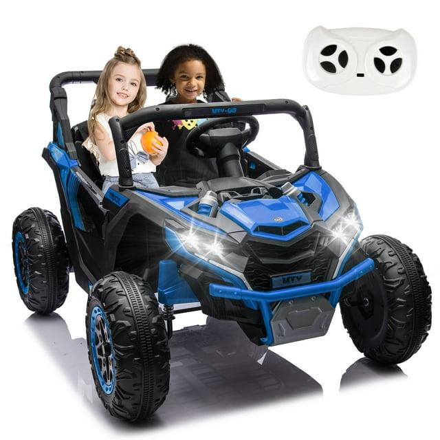 SUSIELADY 24V 2-Seater Ride-On UTV for Kids, Electric Car with Remote Control, 4-Wheel Suspension, Music, Storage, Outdoor Toy Truck for Boys Girls Ages 3+, Blue