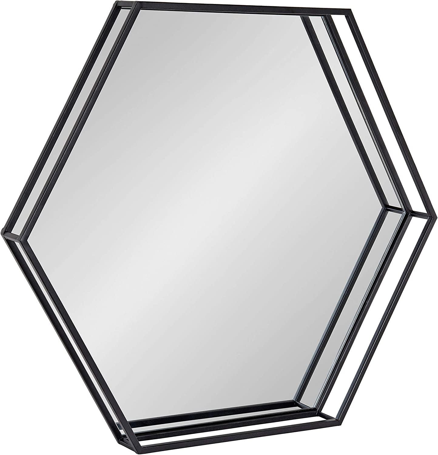 Elegant Hexagon Gold Metal Full-Length Mirror 30"x33"