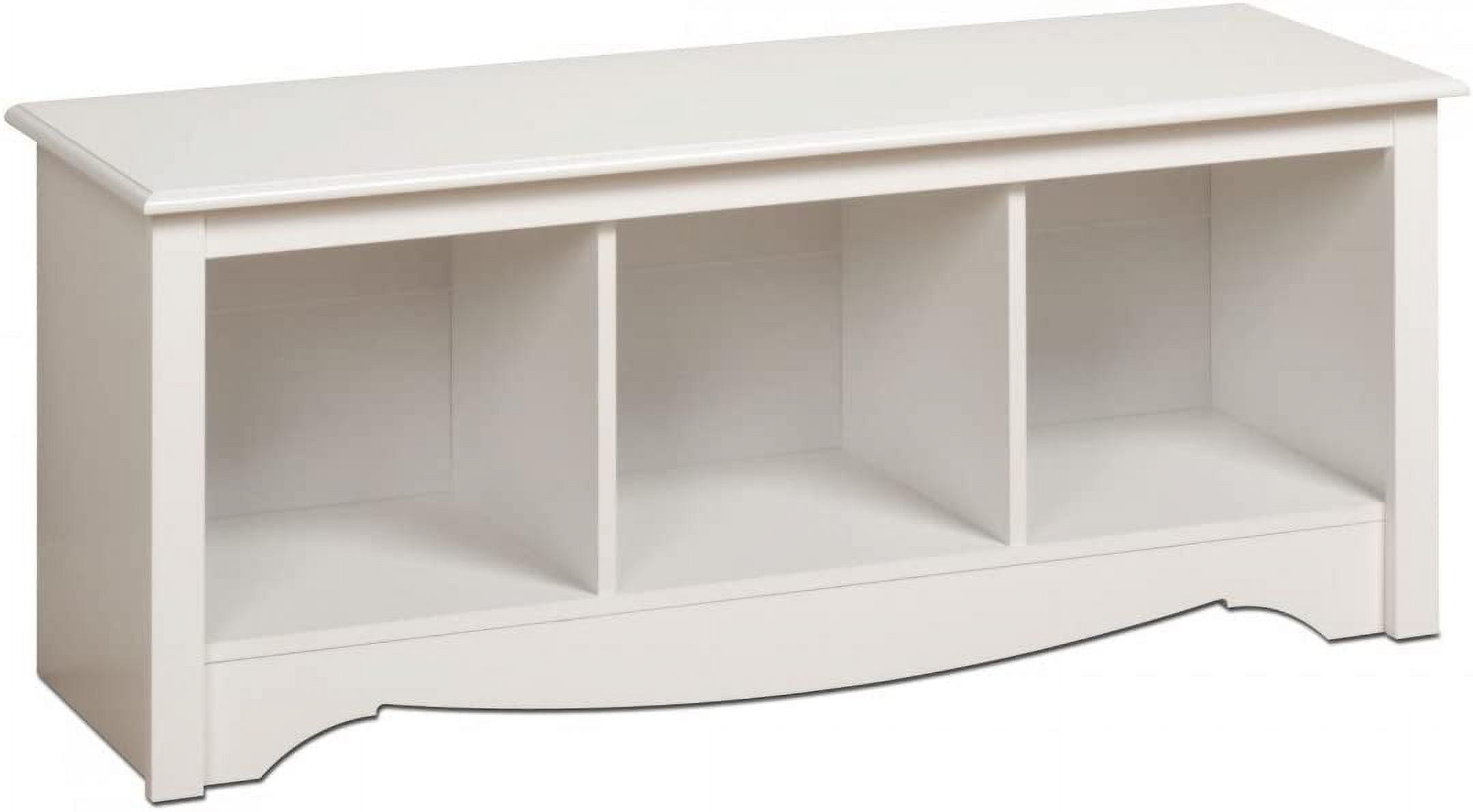 Monterey Chic White Laminated Cubby Storage Bench - 54in