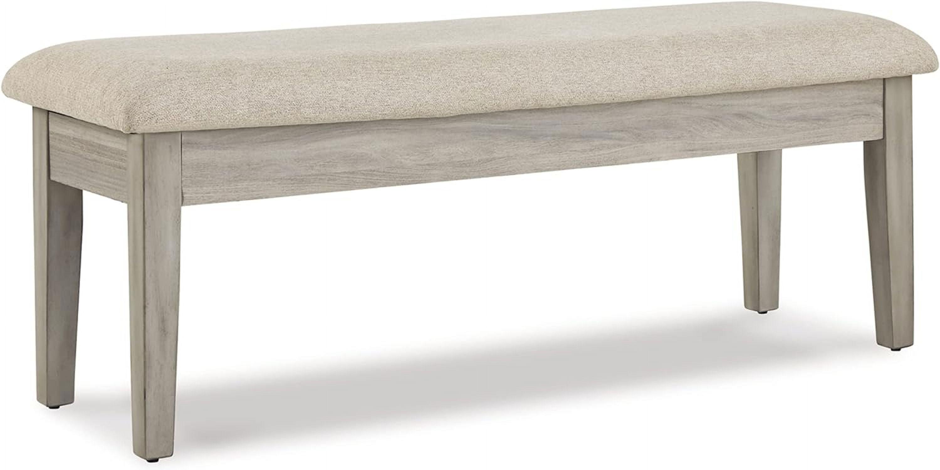 Modern Farmhouse 49" Beige Cushioned Storage Bench with Gray Finish