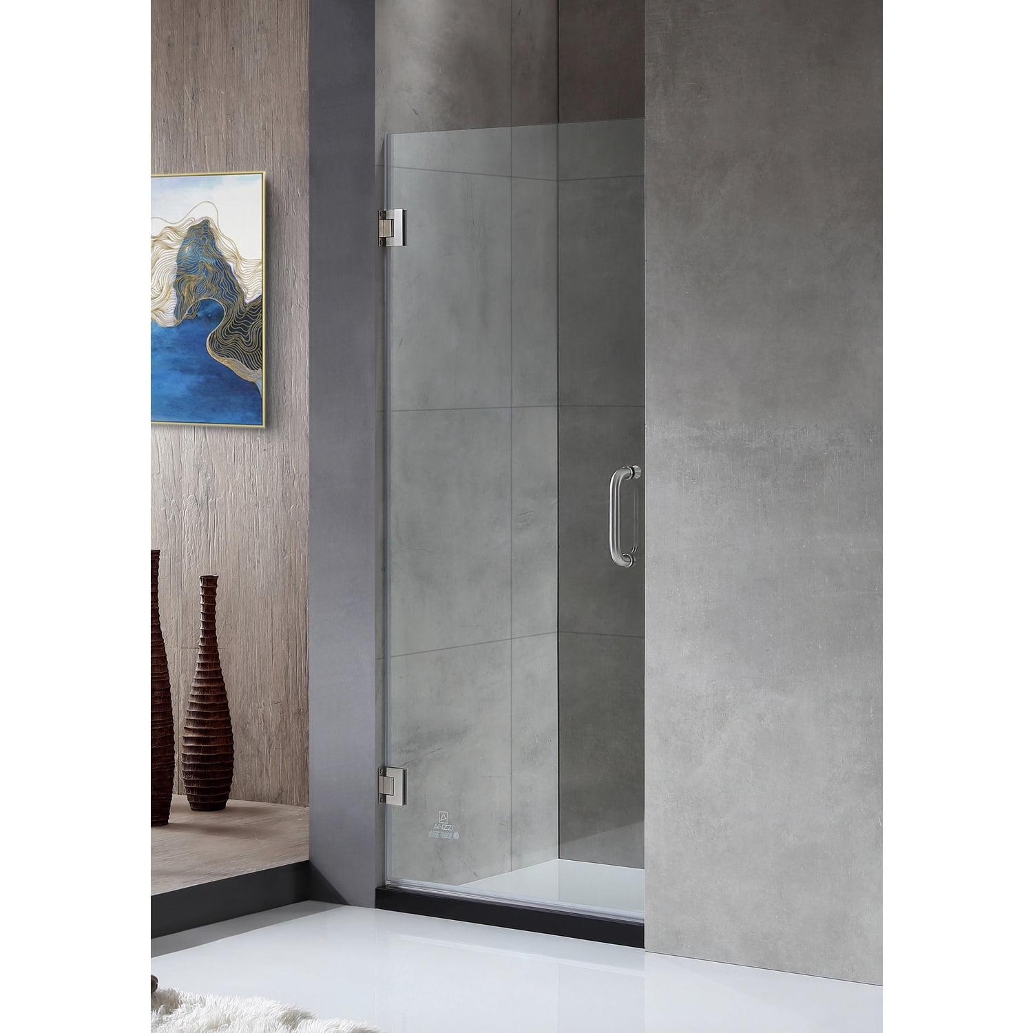 Brushed Nickel 24" x 72" Frameless Hinged Shower Door