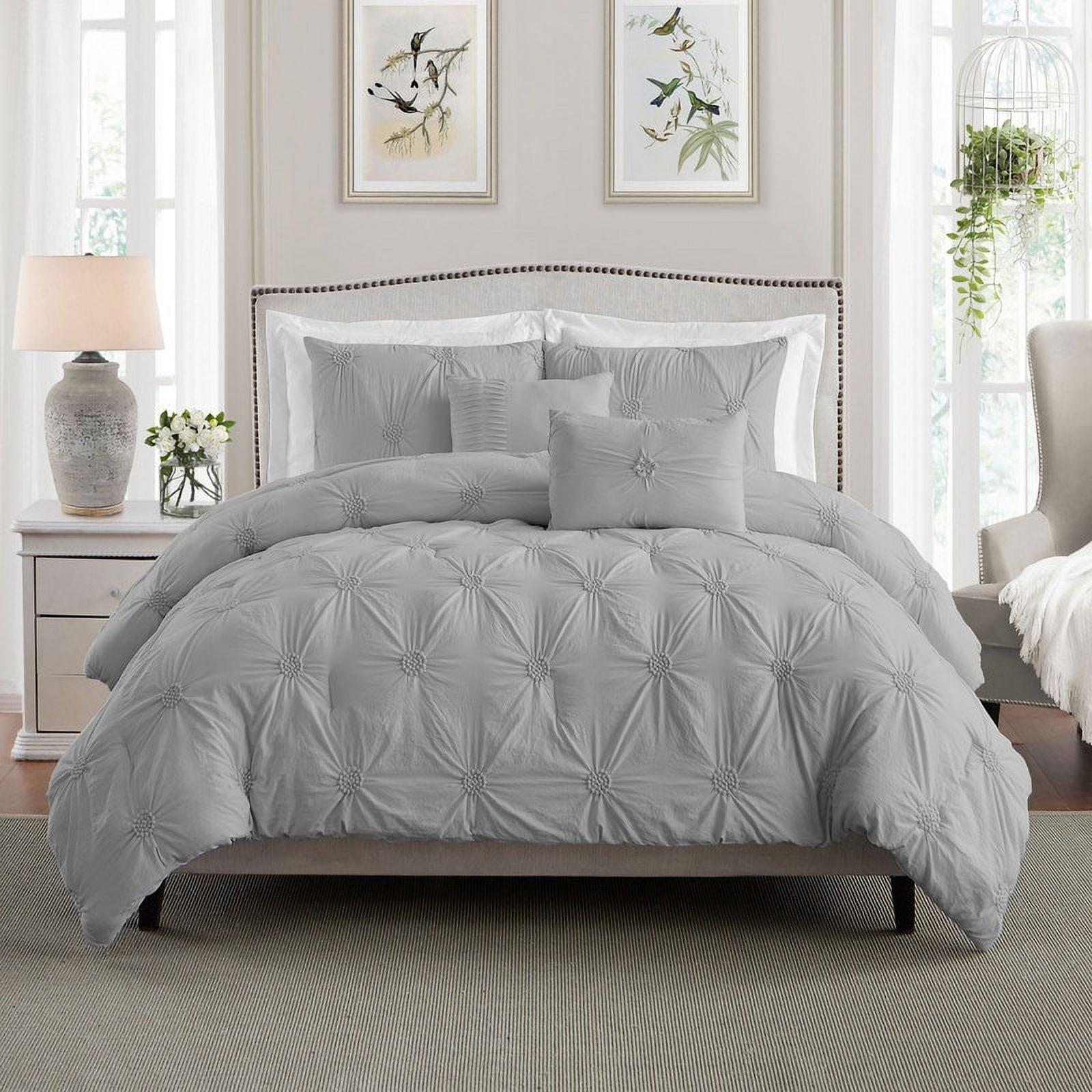 Swift Home Supreme Microfiber Floral Pintuck Microfiber 3-Piece Comforter Set