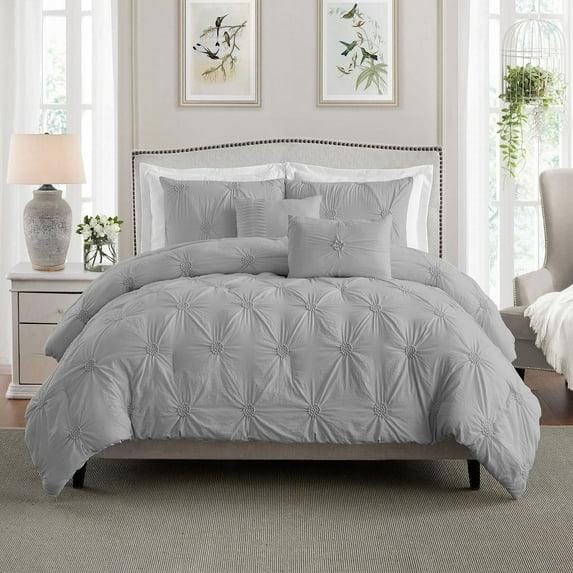 Swift Home Supreme Microfiber Floral Pintuck Microfiber 3-Piece Comforter Set