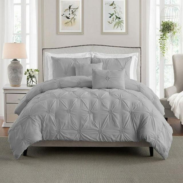 Swift Home Supreme Microfiber Floral Pintuck Microfiber 3-Piece Comforter Set