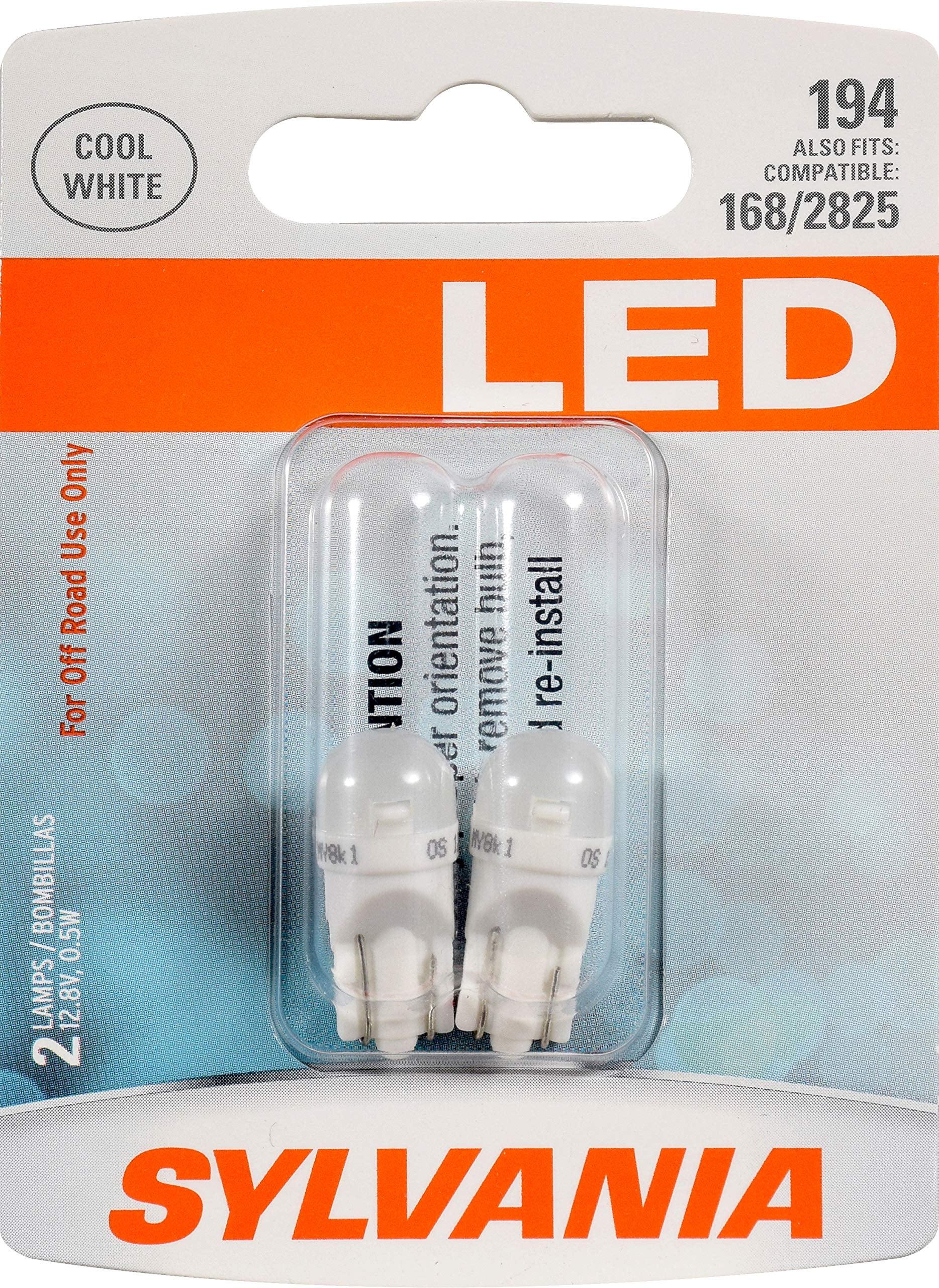 SYLVANIA 194 T10 W5W White LED Bulb, (Contains 2 Bulbs)