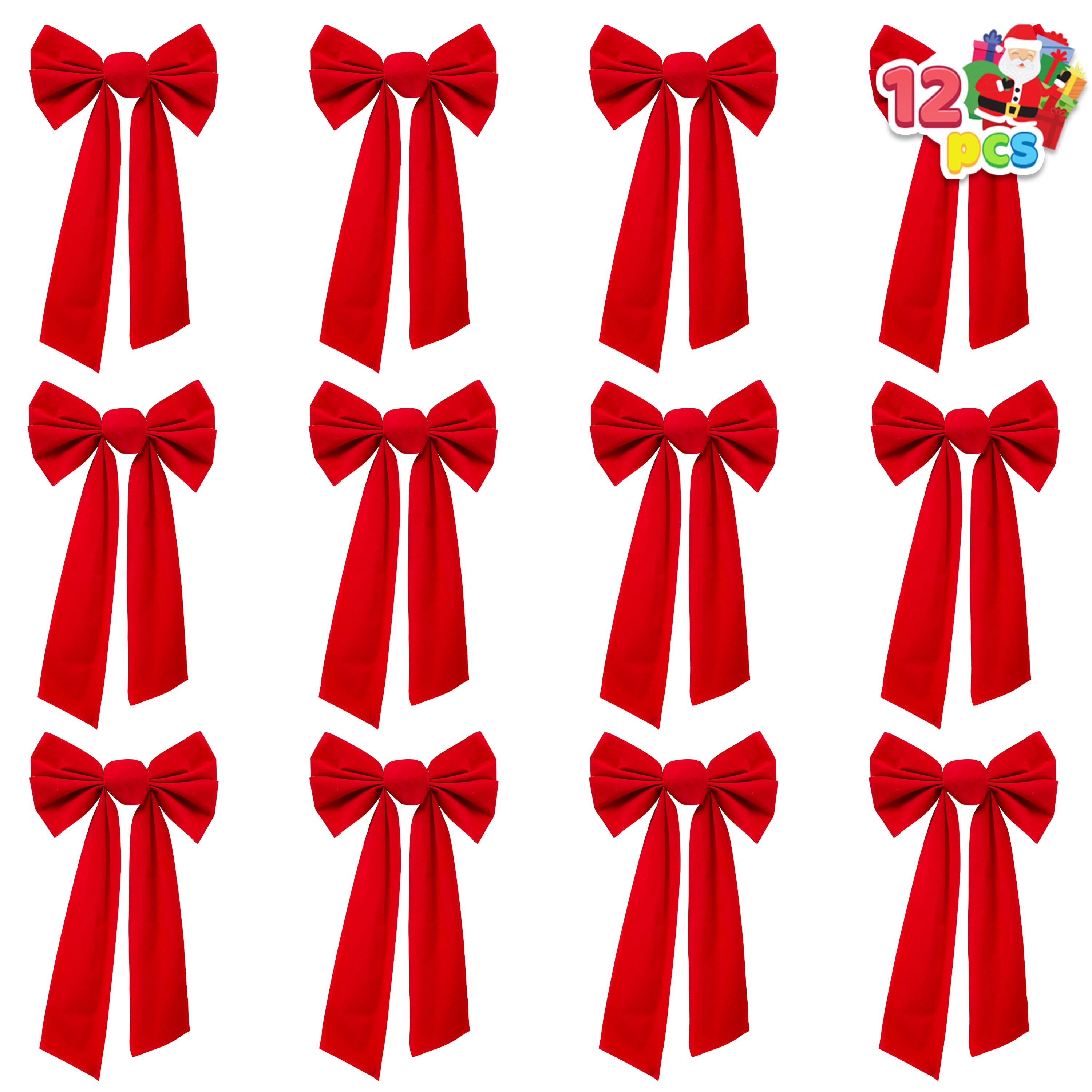 JOYFY 12pcs Christmas Red Velvet Bow Decoration for Christmas Party