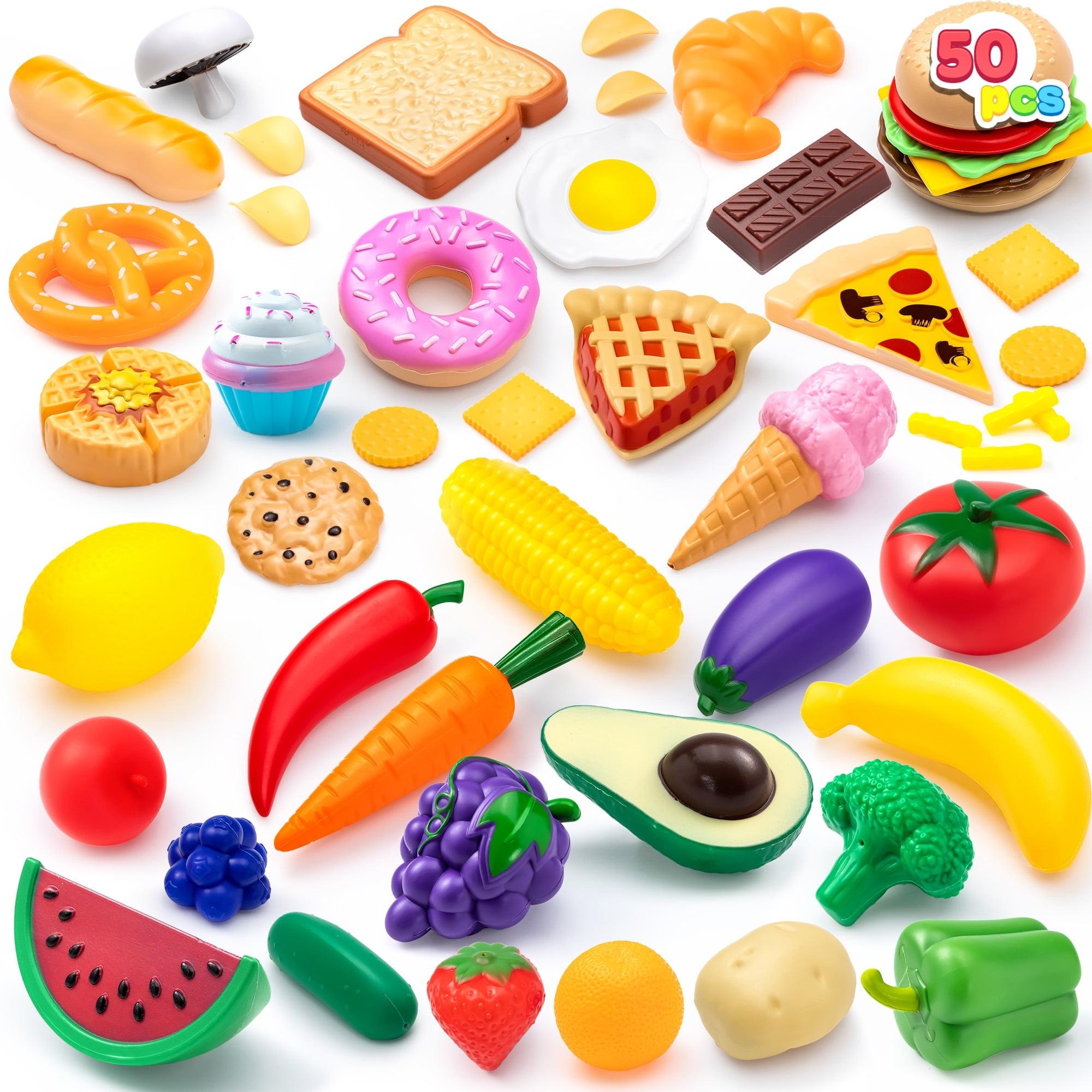 50 Piece Colorful Plastic Play Food Set for Kids