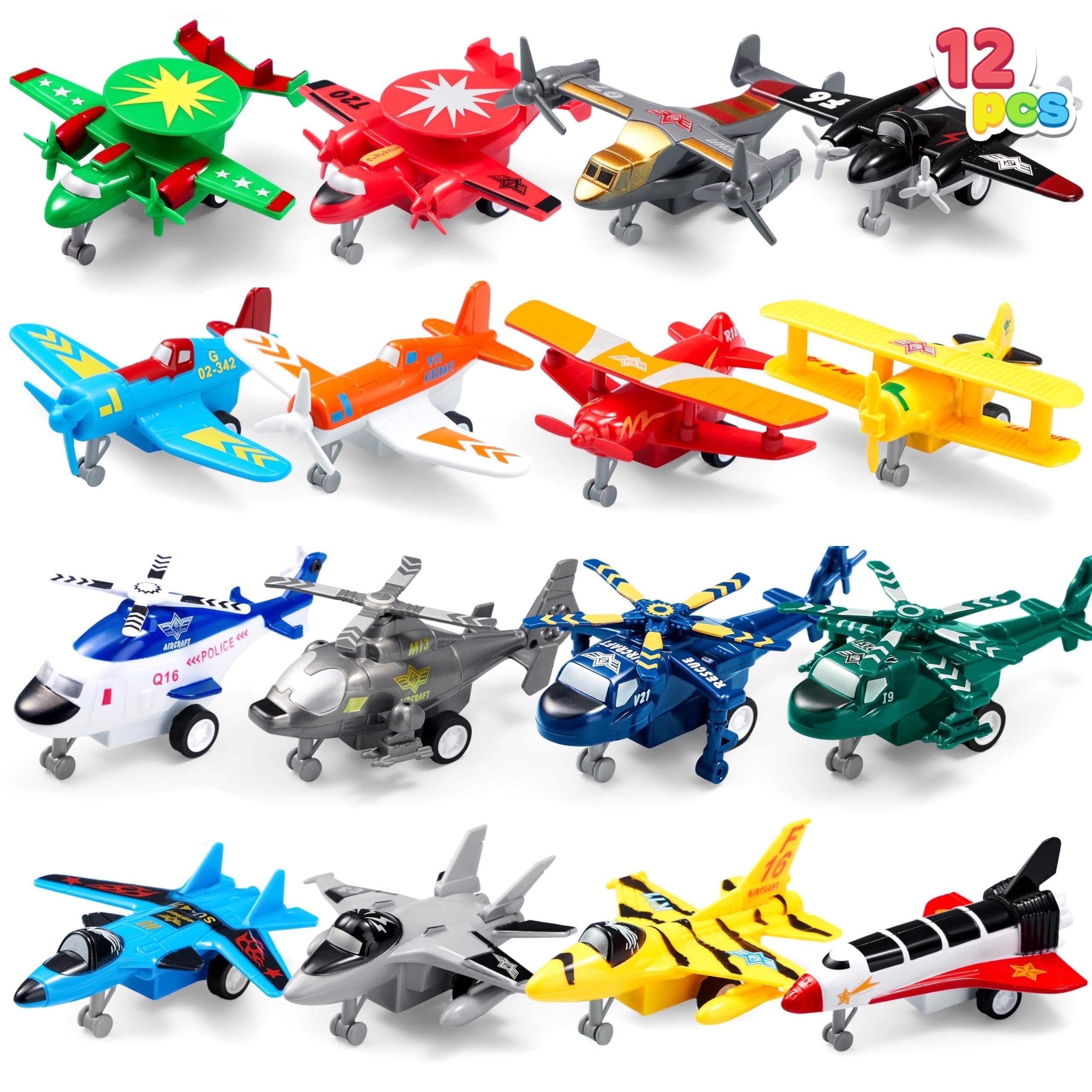 SYNCFUN 16 Pcs Pull Back Airplane Toys, Boys Plane Playset, Aircraft Incl Helicopter Toys, Fighter Jet Toys, Bomber Biplane Toy, Gifts for Toddler s