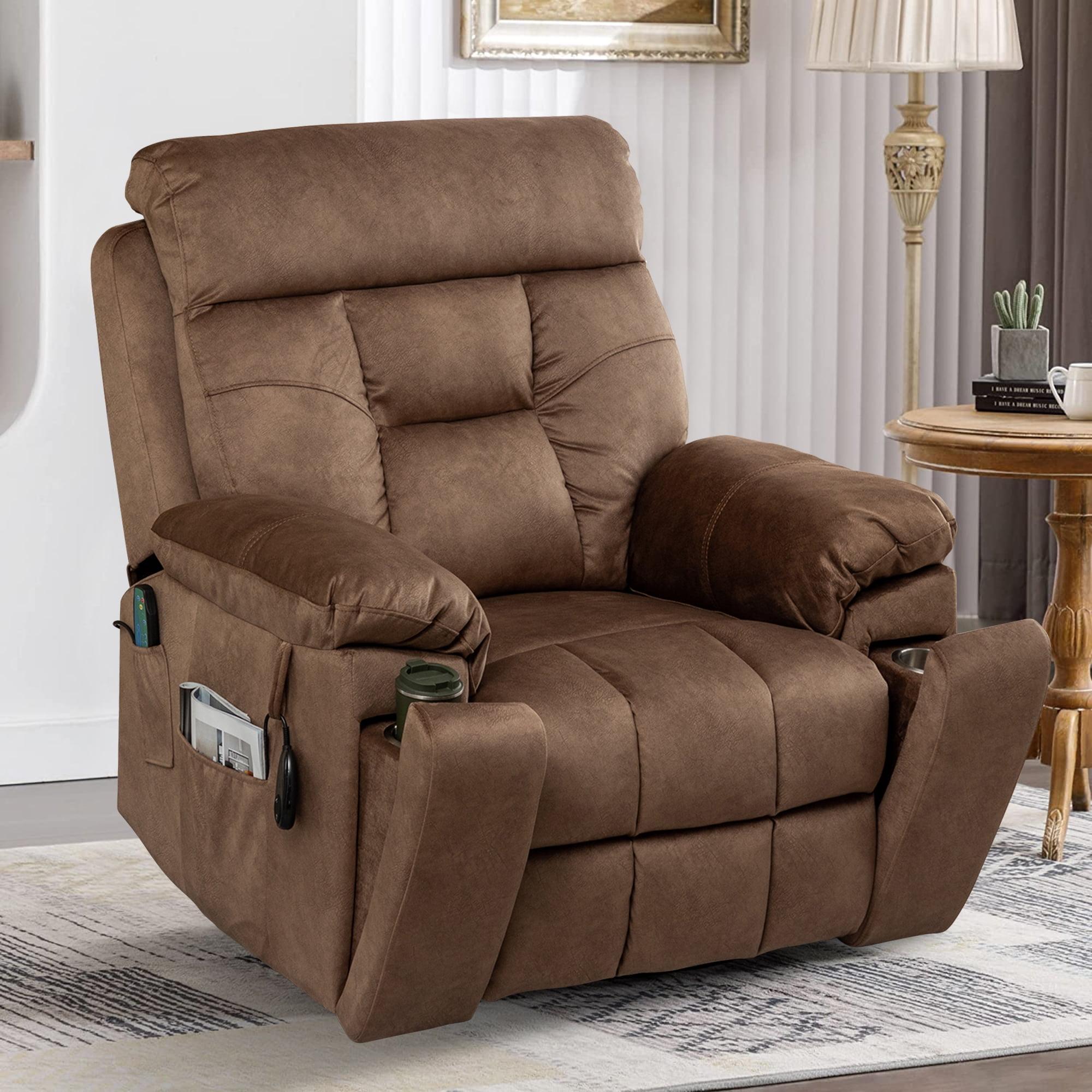 Large Electric Massage Recliner With Heat, Velvet Lift Recliner Chair For Elderly Oversize with Hidden Cup Holder