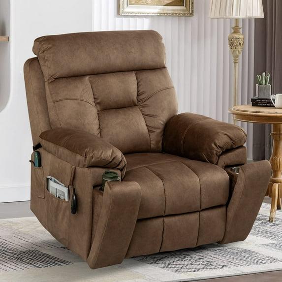 Latitude Run® Large Electric Massage Recliner With Heat, Velvet Lift Recliner Chair For Elderly Oversize with Hidden Cup Holder