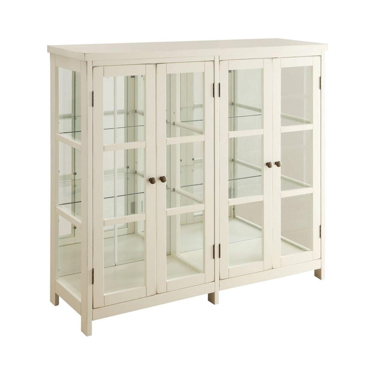 White Glass Panel Contemporary Curio Cabinet