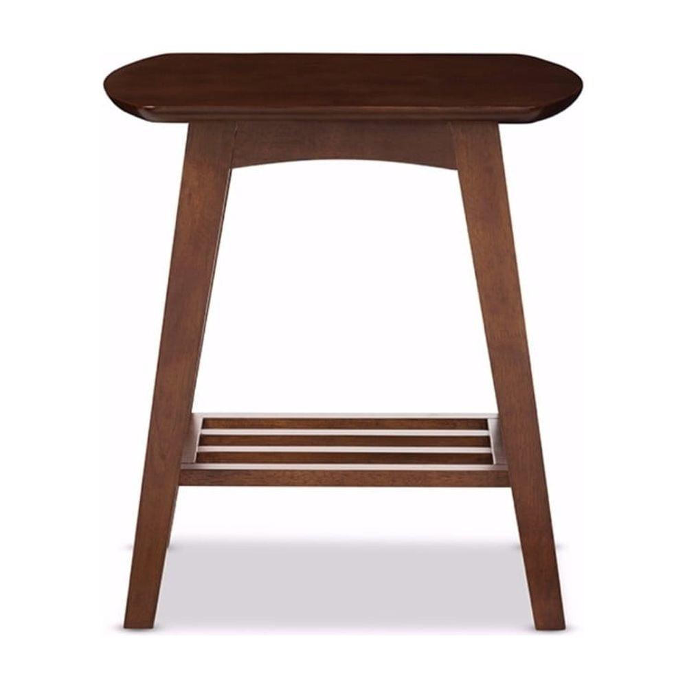 Scandinavian Mid-Century Modern Dark Walnut Square End Table