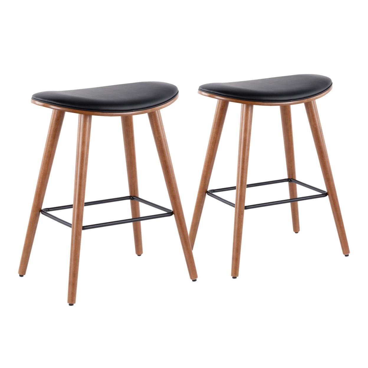 Set of 2 26" Saddle Counter Height Barstools with Faux Leather - LumiSource