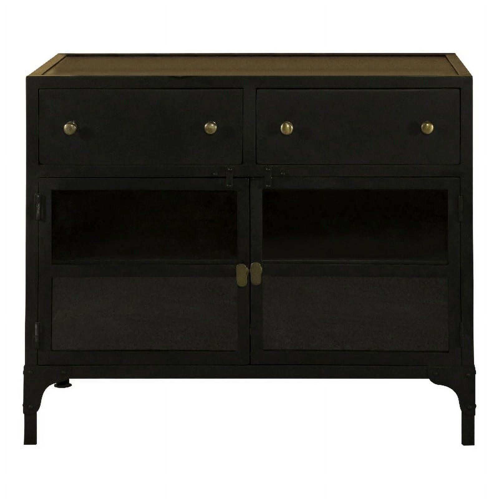 Sadler 2-drawer Accent Cabinet with Glass Doors Black