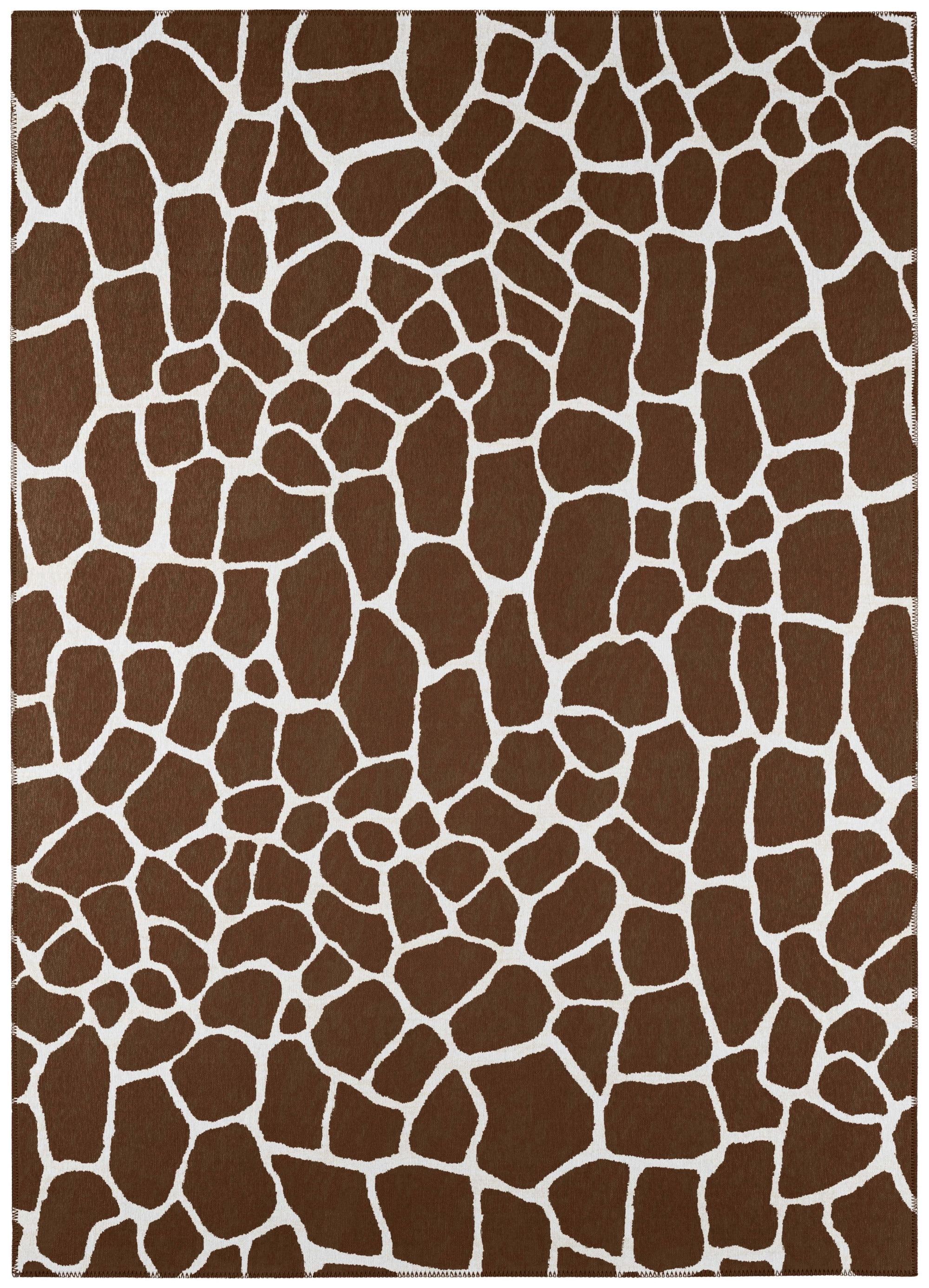 Safari Coffee Giraffe Print 9' x 12' Chenille Area Rug