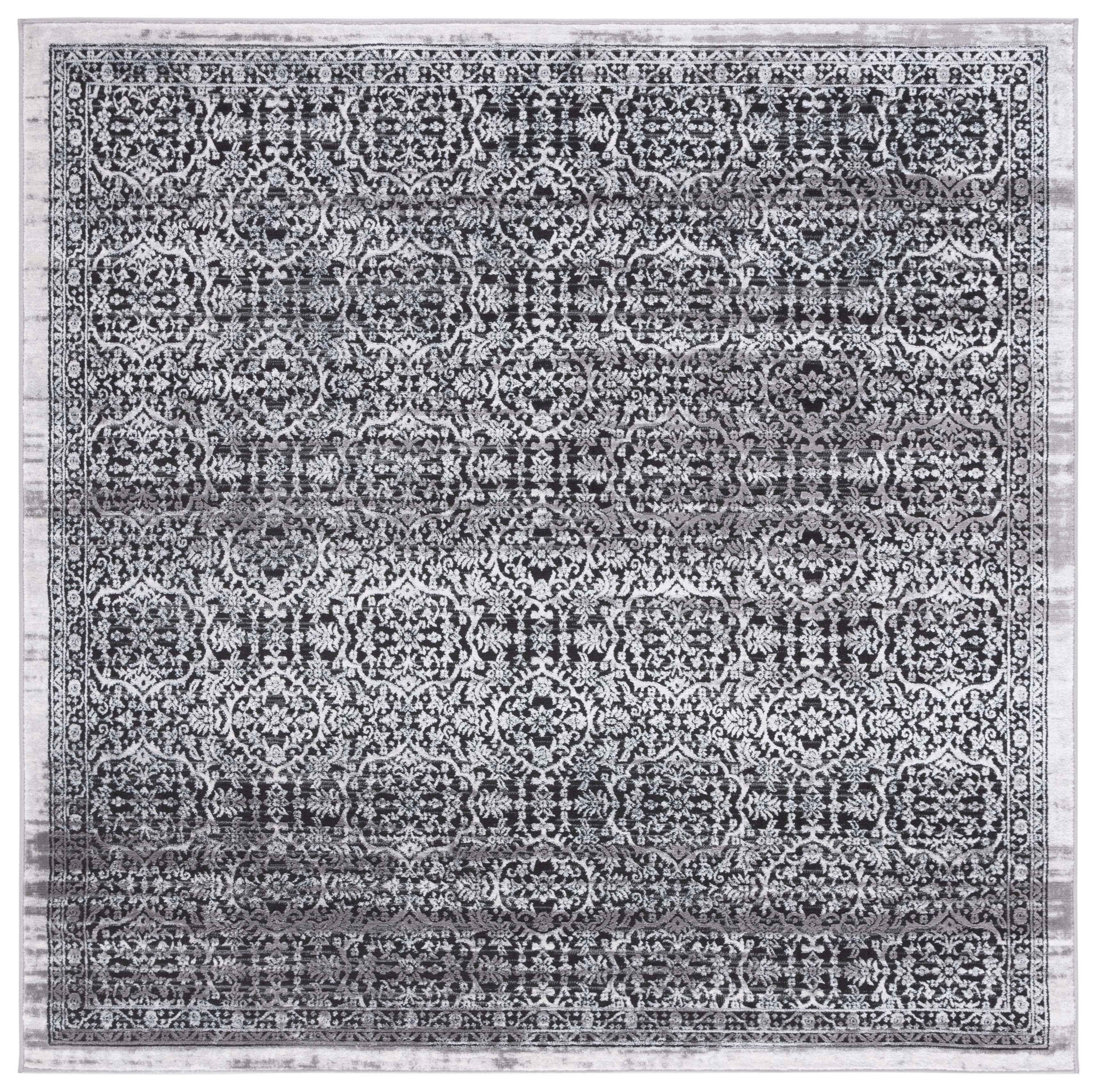 Amelia Charcoal and Ivory Square Synthetic Area Rug