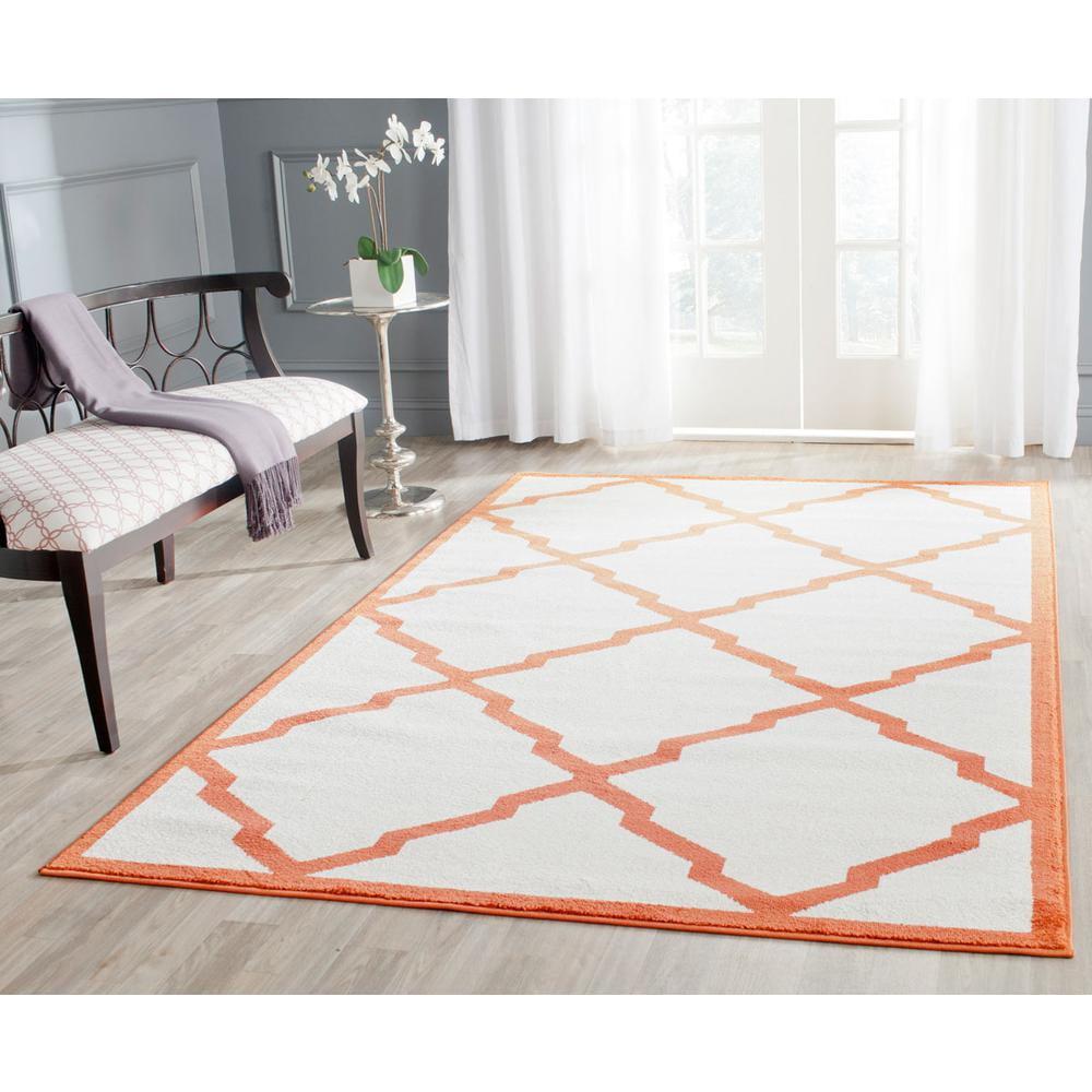 Amherst AMT421 Power Loomed Indoor Area Rug - Beige/Orange - 6'x9' - Safavieh