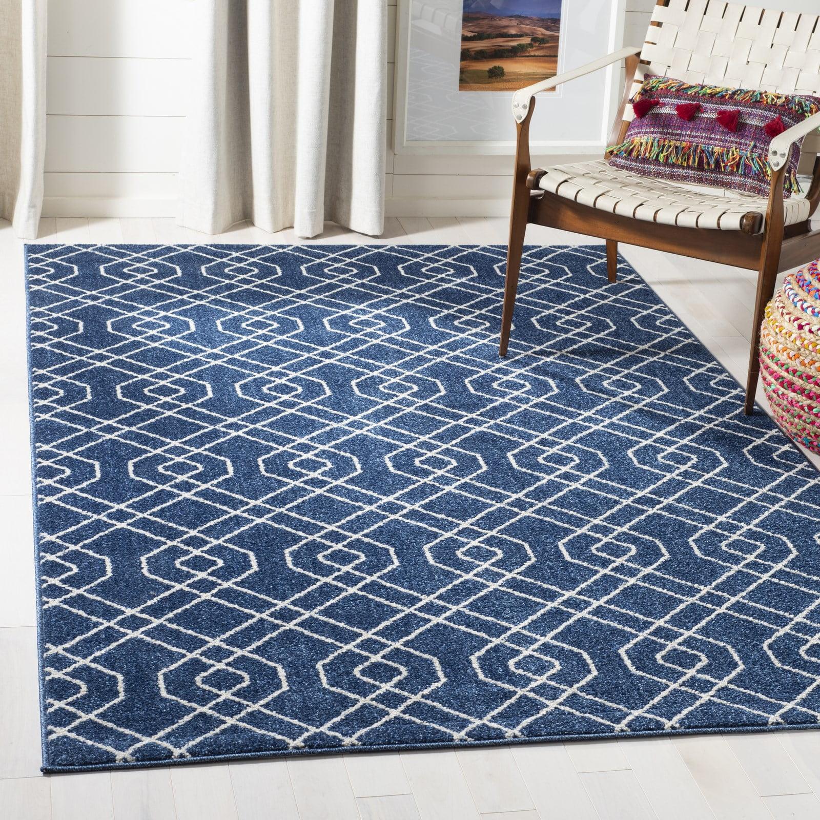 Amherst AMT407 Power Loomed Area Rug - Navy/Beige - 4'x6' - Safavieh.