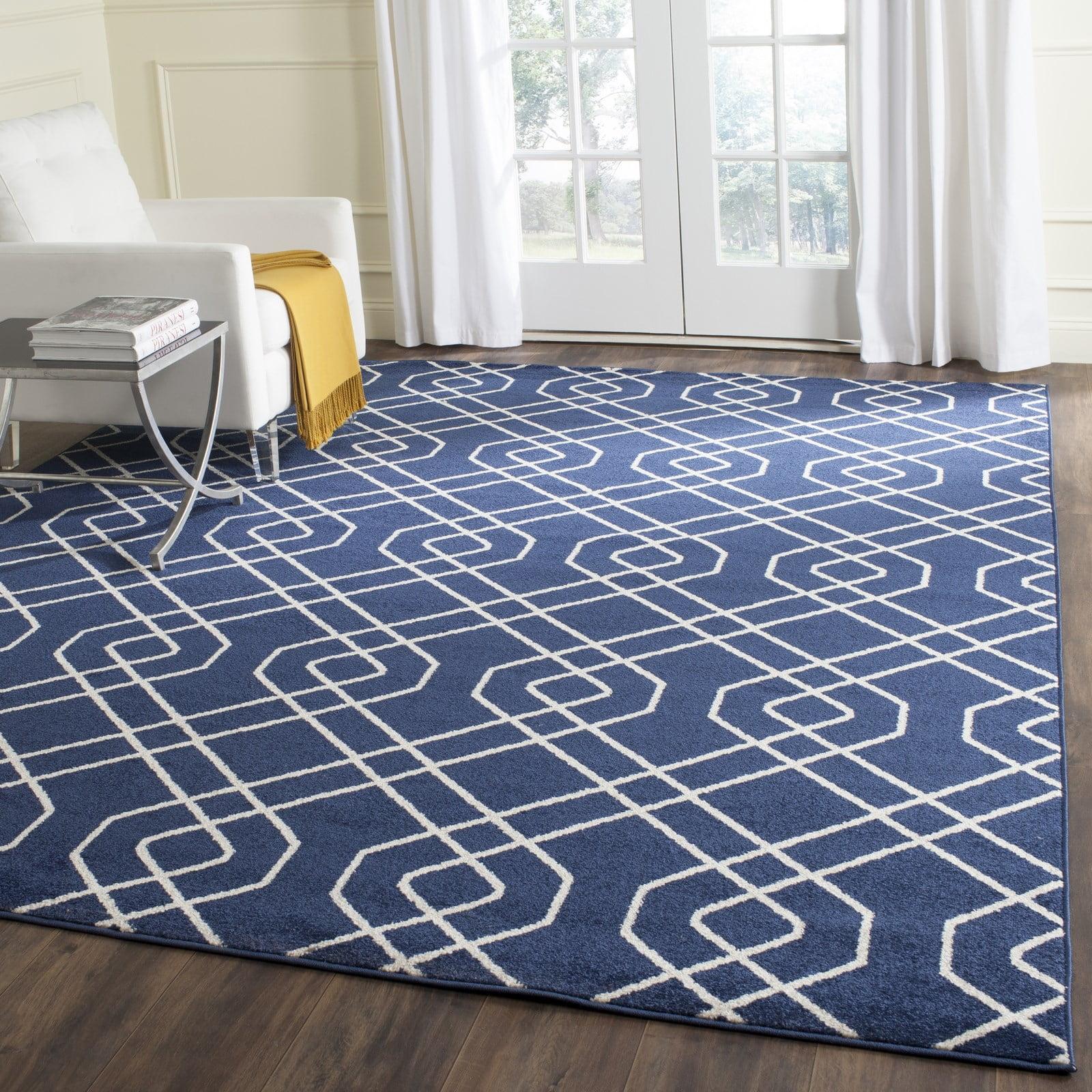 Amherst AMT407 Power Loomed Area Rug - Navy/Beige - 8'x10' - Safavieh.