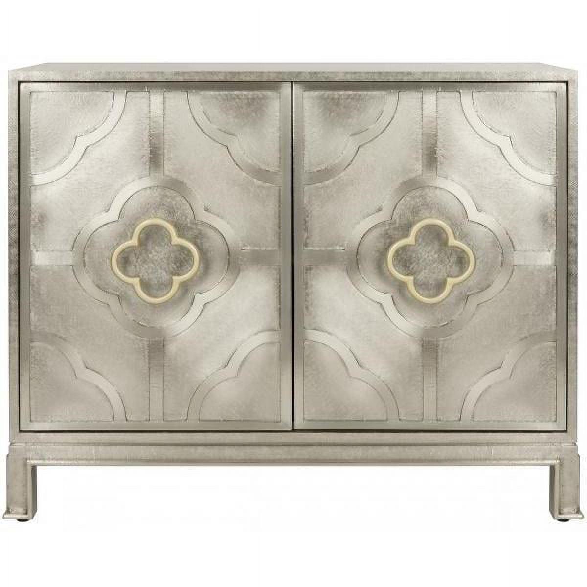 Antonella 42'' Silver Metal Chest with Quatrefoil Hardware