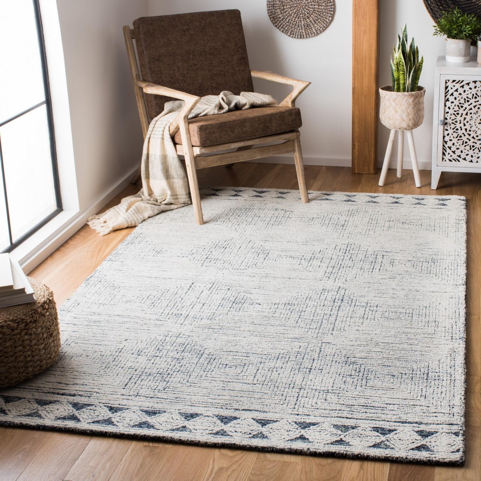 Abstract ABT349 Hand Tufted Area Rug - Ivory/Navy - 8'9"x11'9" - Safavieh.