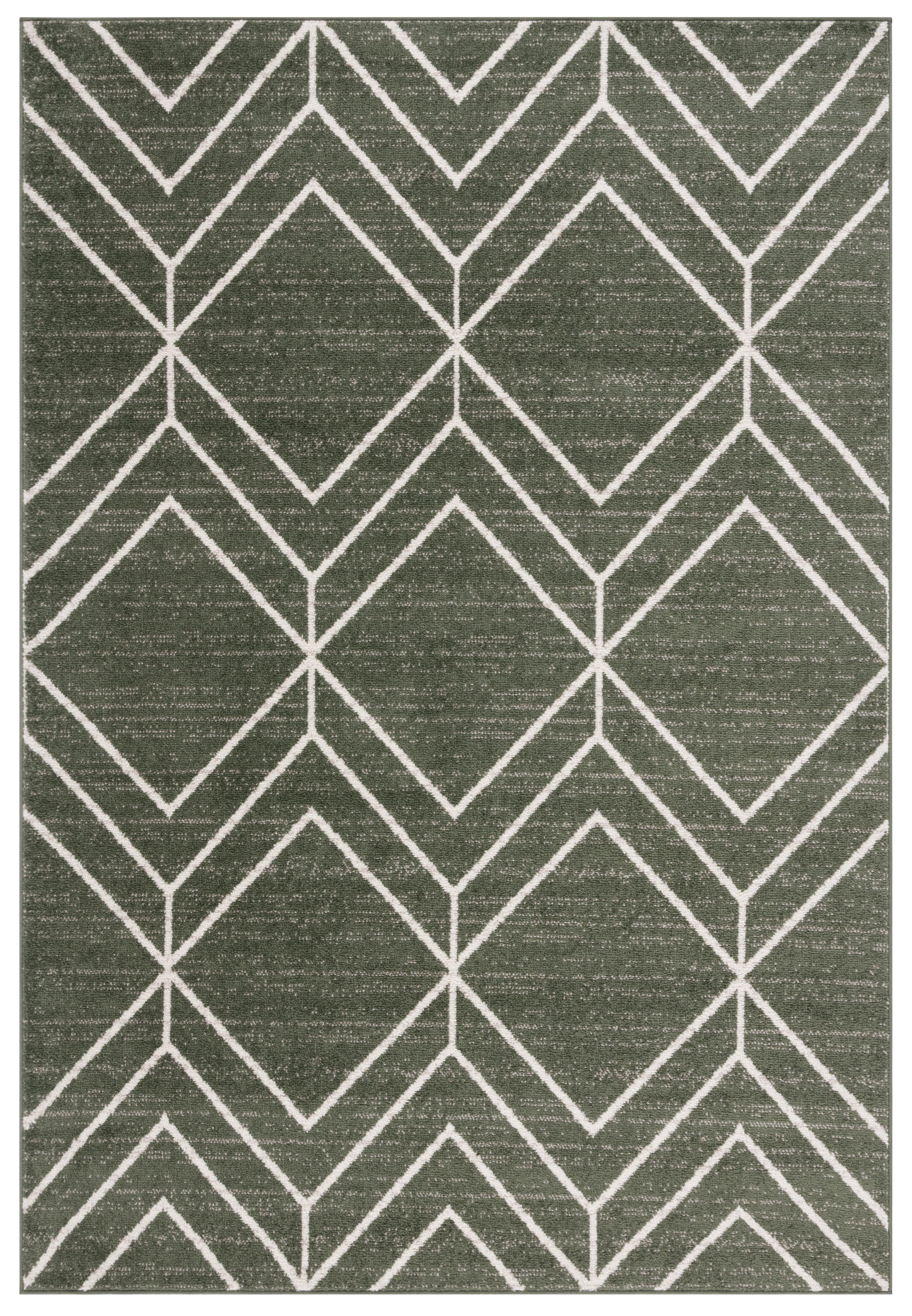 SAFAVIEH Adirondack Caitriona Geometric Area Rug, Dark Green/Ivory, 5'1" x 7'6"