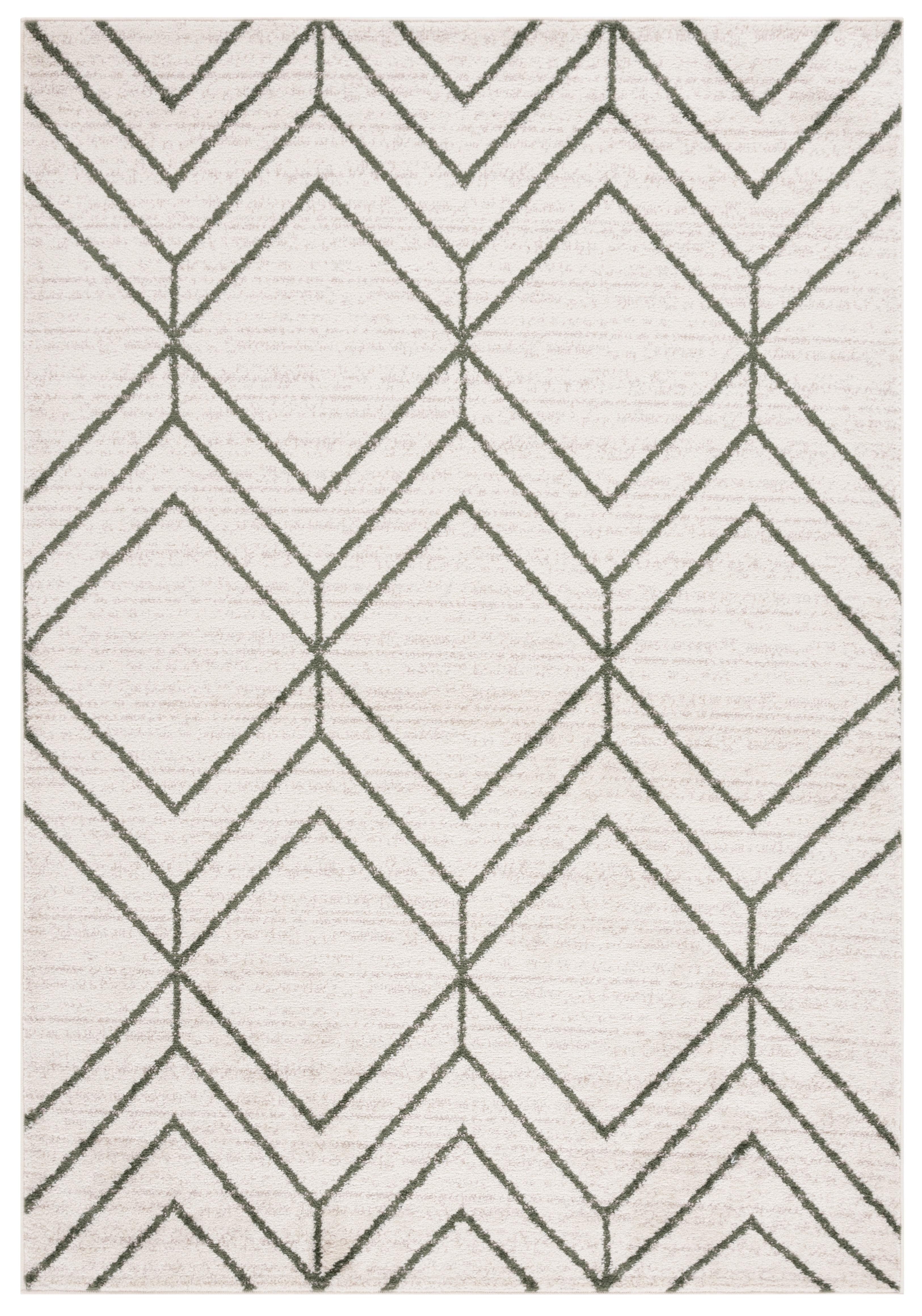 SAFAVIEH Adirondack Caitriona Geometric Area Rug, Ivory/Dark Green, 5'1" x 7'6"