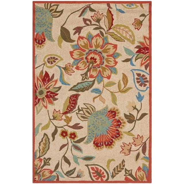 Four Seasons FRS435 Hand Hooked Area Rug - Ivory/Rust - 3'6"x5'6" - Safavieh.