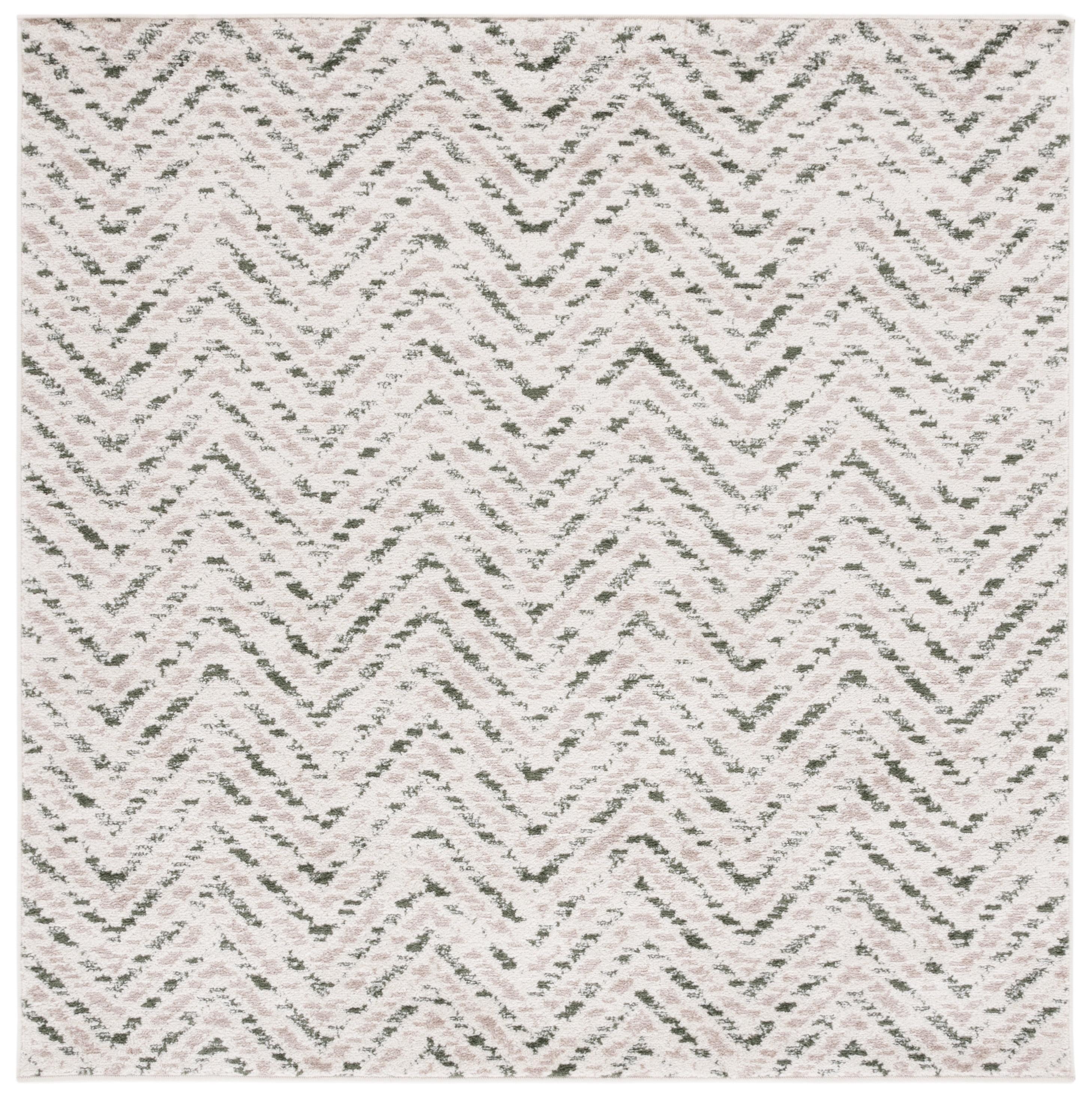 SAFAVIEH Adirondack Altan Striped Area Rug, Ivory/Dark Green, 6' x 6' Square