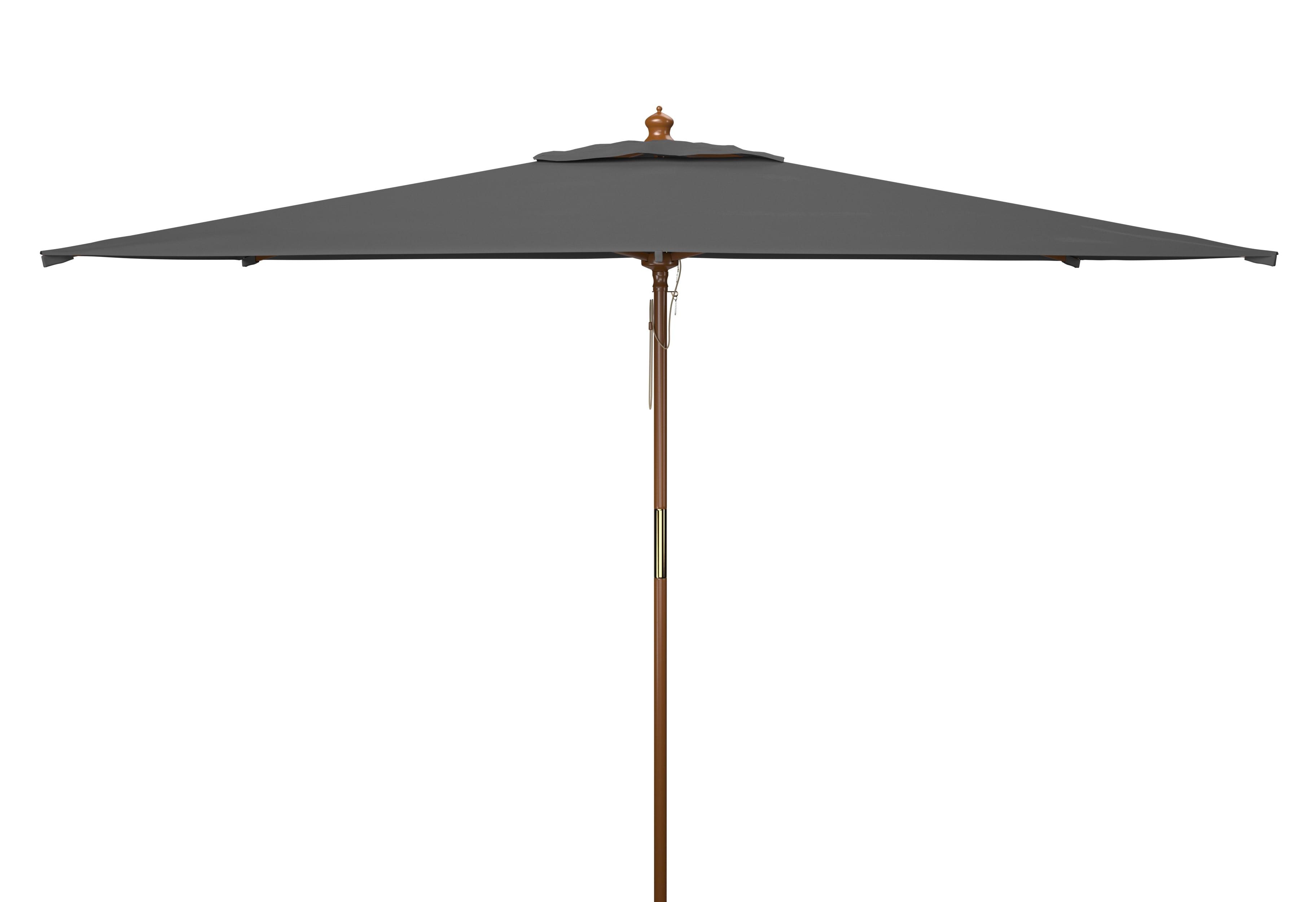 Aklin 6.5Ft X 10Ft Rectangle Wooden Pulley Market Patio Outdoor Umbrella (No Tilt)  - Safavieh