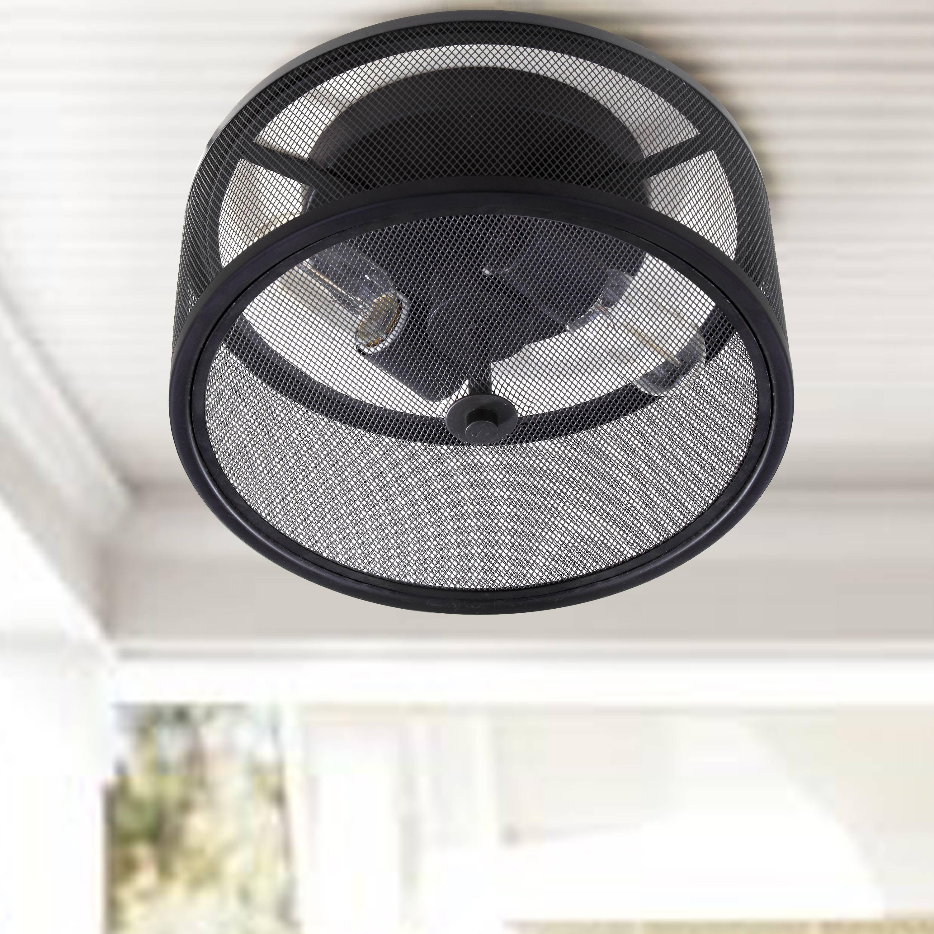 Matte Black Contemporary Mesh Metal 11.75" Flush Mount Ceiling Light