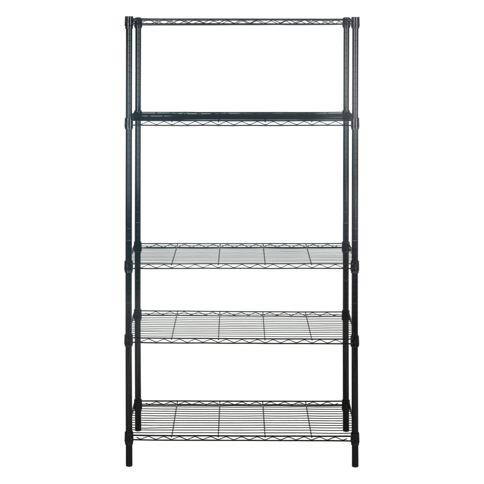 Alpha Black Adjustable 5-Tier Wire Shelving Rack