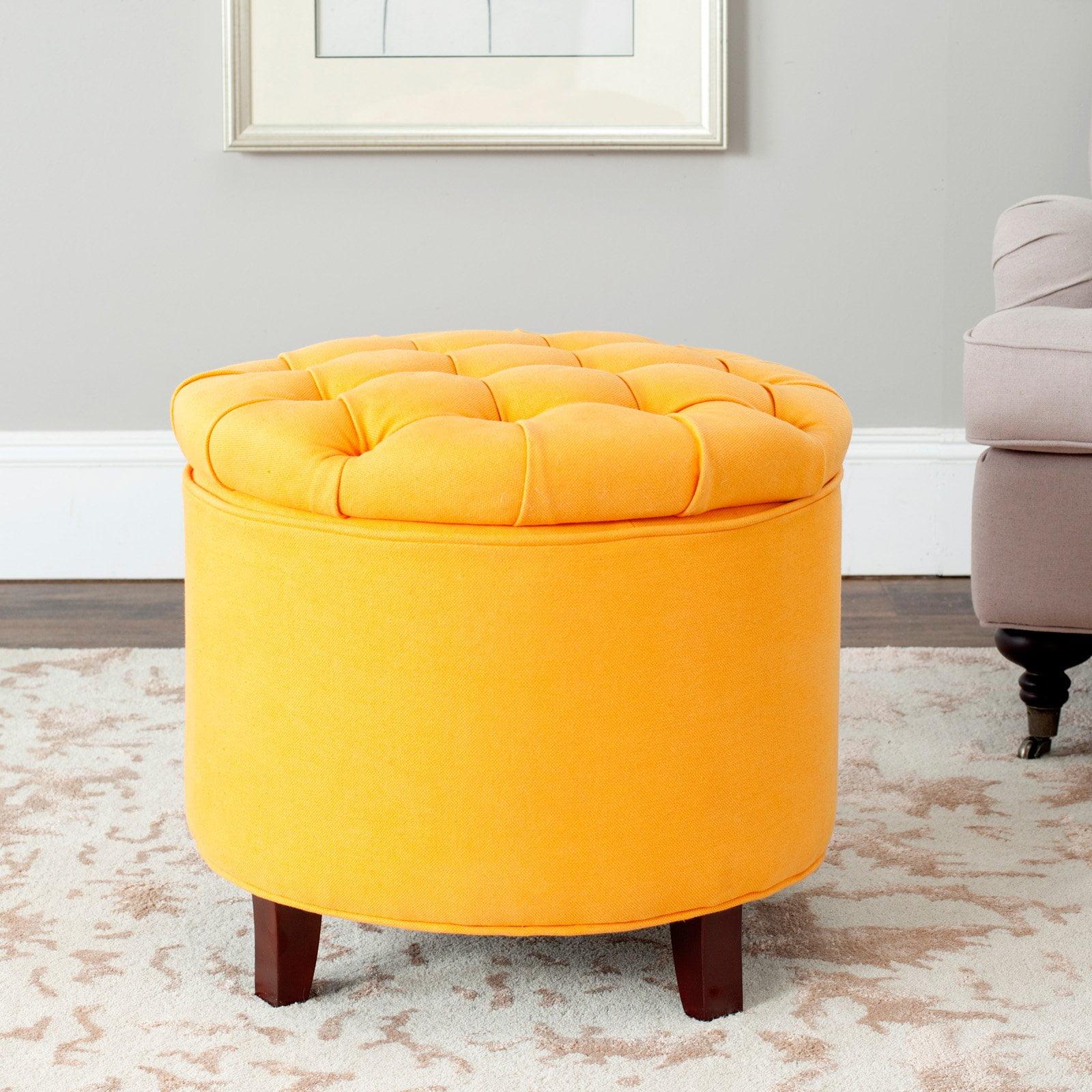Amiela Tuffted Storage Ottoman - Tangerine - Safavieh