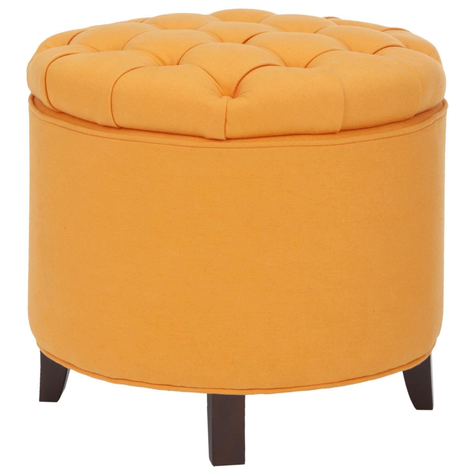 Amiela Tuffted Storage Ottoman - Tangerine - Safavieh