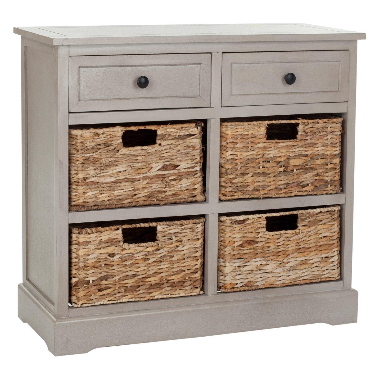 Herman Storage Unit with Wicker Baskets - Vintage Grey - Safavieh.
