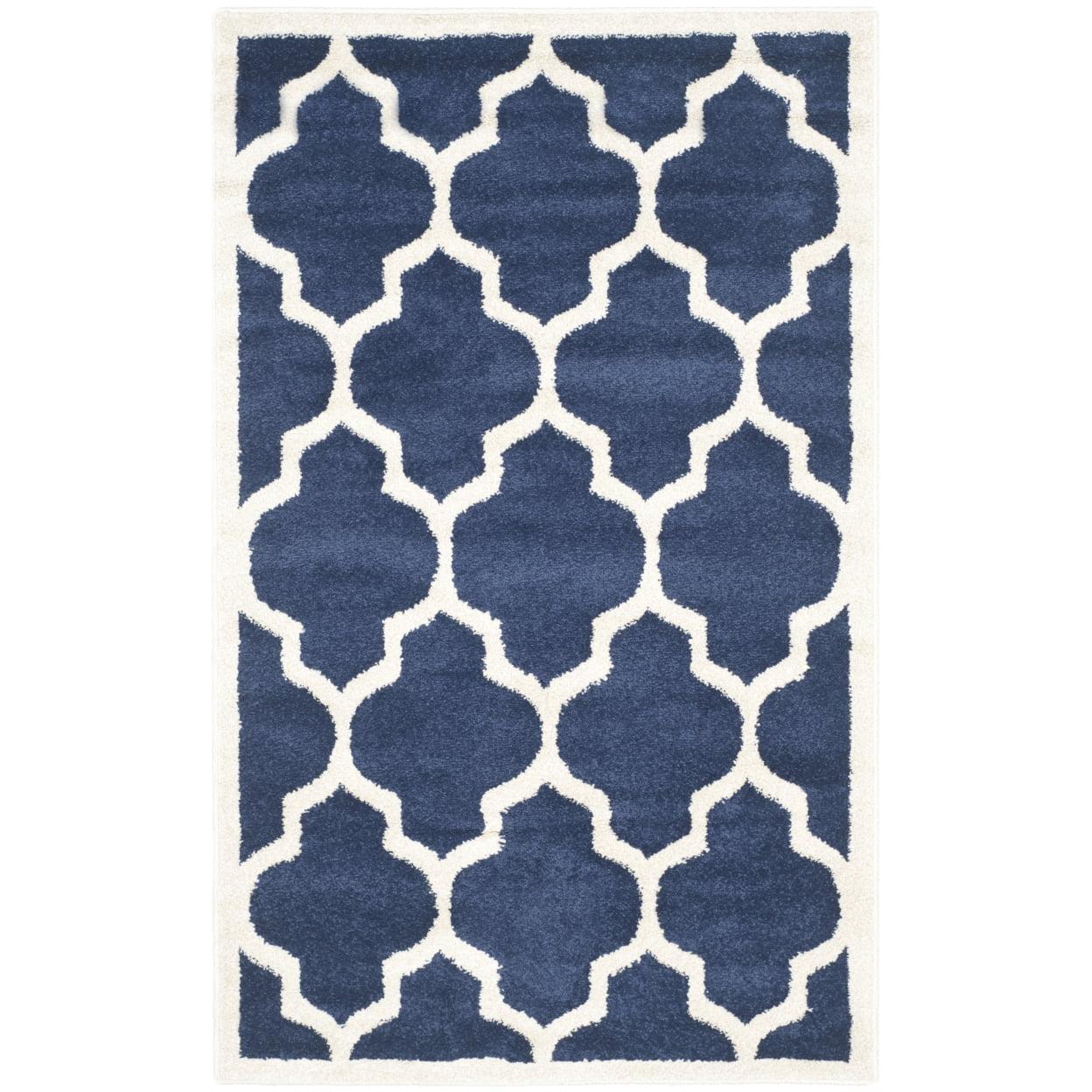 Amherst AMT420 Power Loomed Indoor Accent Rug - Navy/Beige - 3'x5' - Safavieh