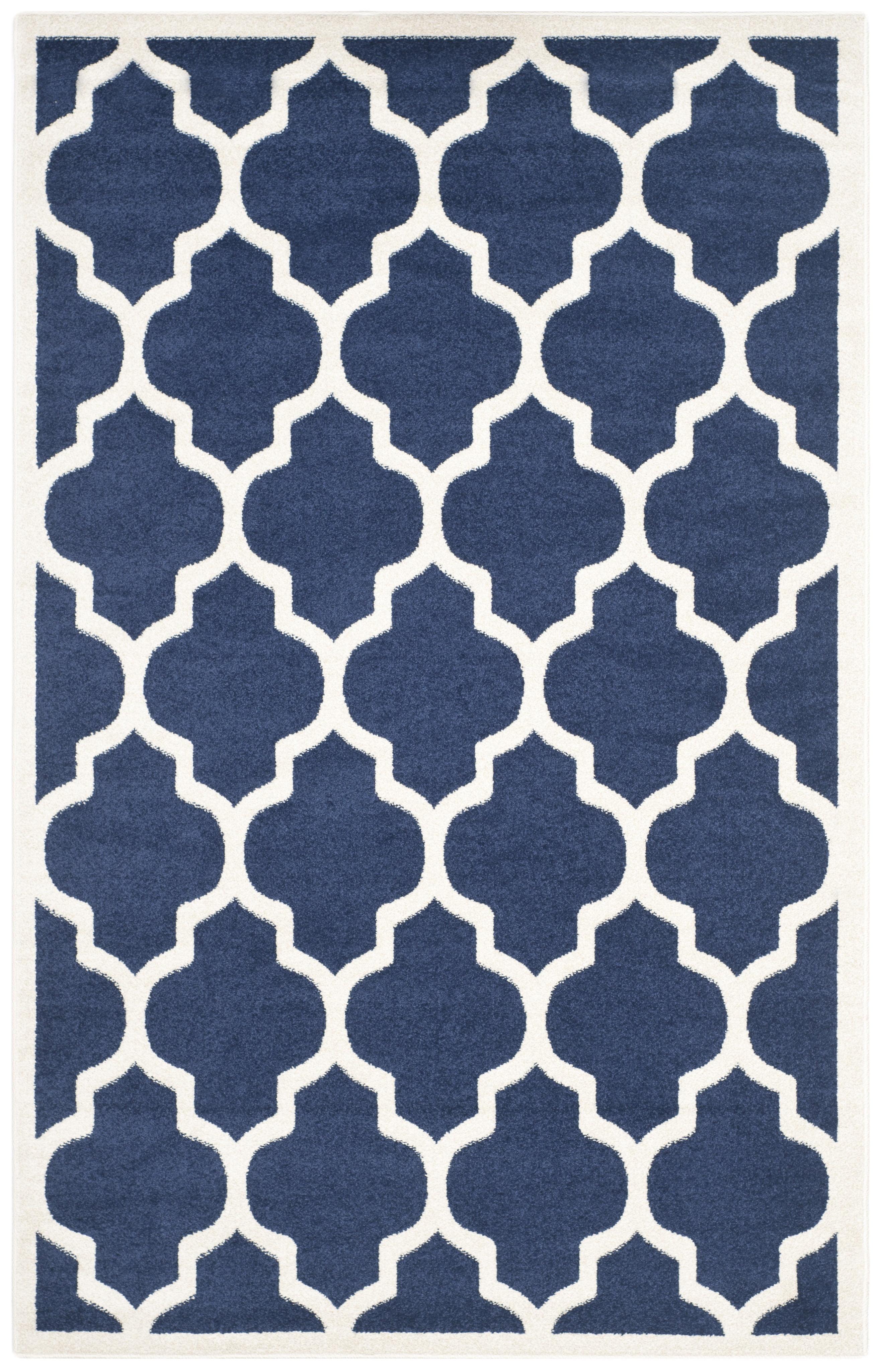 Amherst AMT420 Power Loomed Indoor Area Rug - Navy/Beige - 5'3"x8' - Safavieh