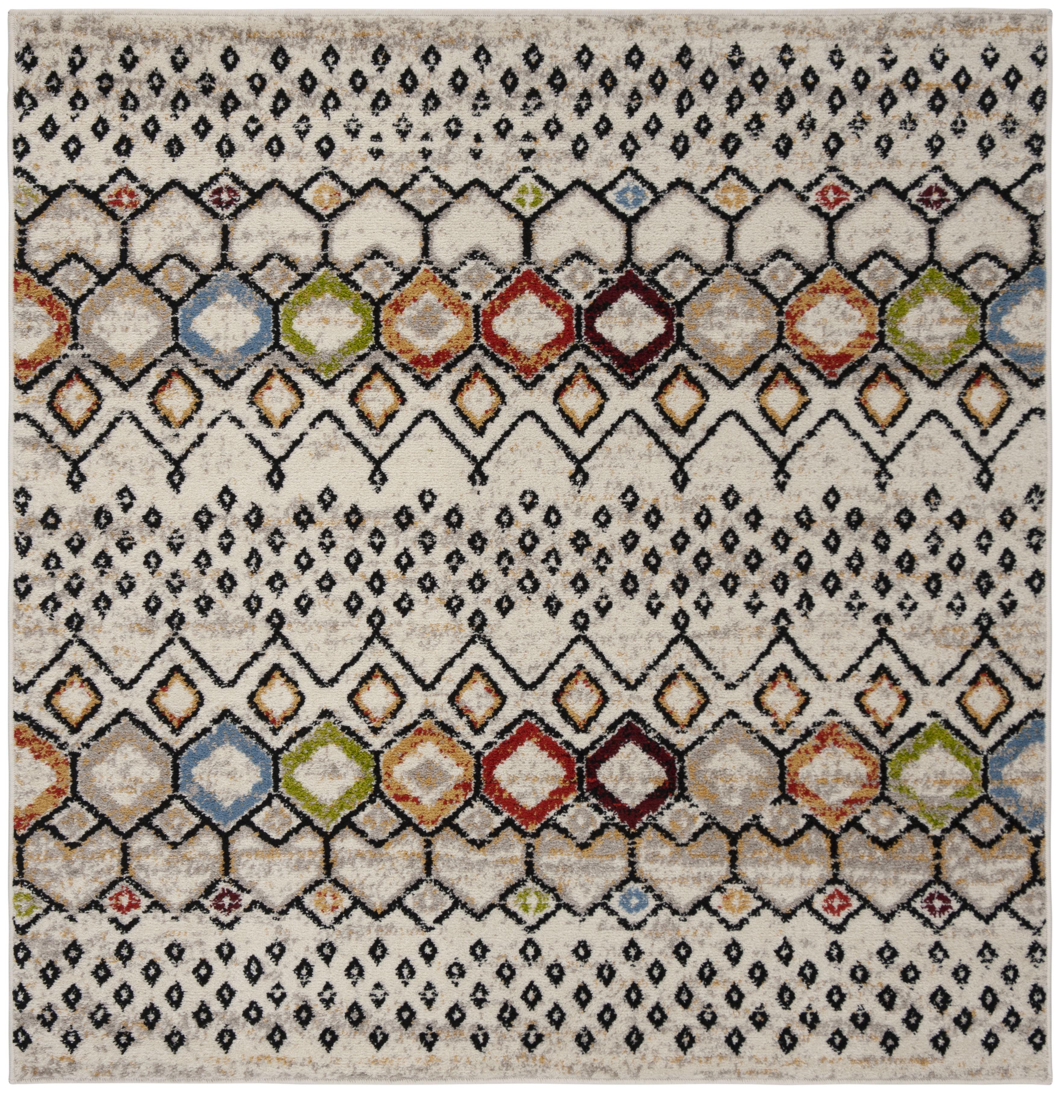 Amsterdam AMS108 Power Loomed Indoor Area Rug - Ivory/Multi - 5'1"x5'1" - Safavieh