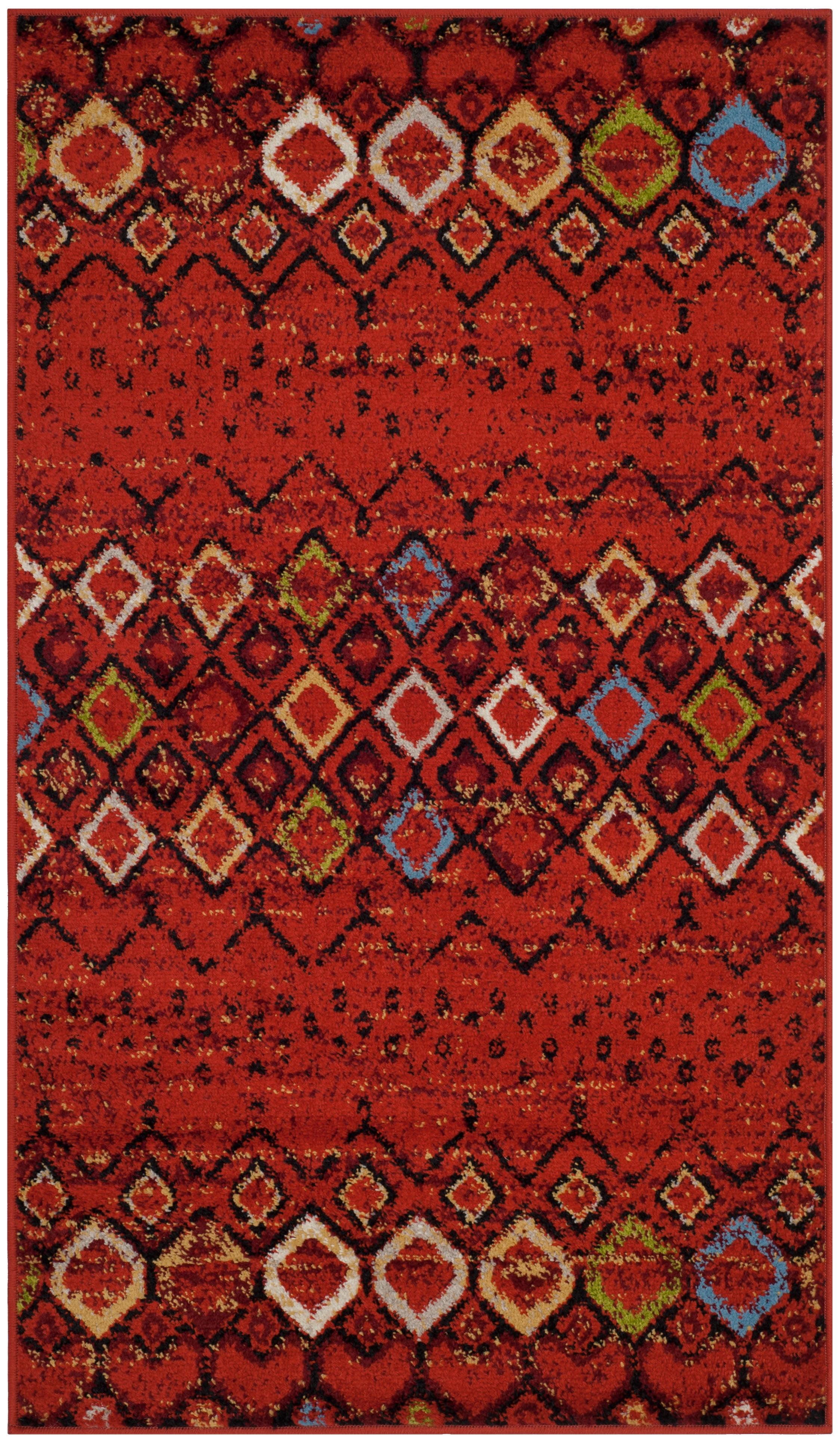 SAFAVIEH Amsterdam Gladwin Geometric Area Rug, Terracotta/Multi, 3' x 5'