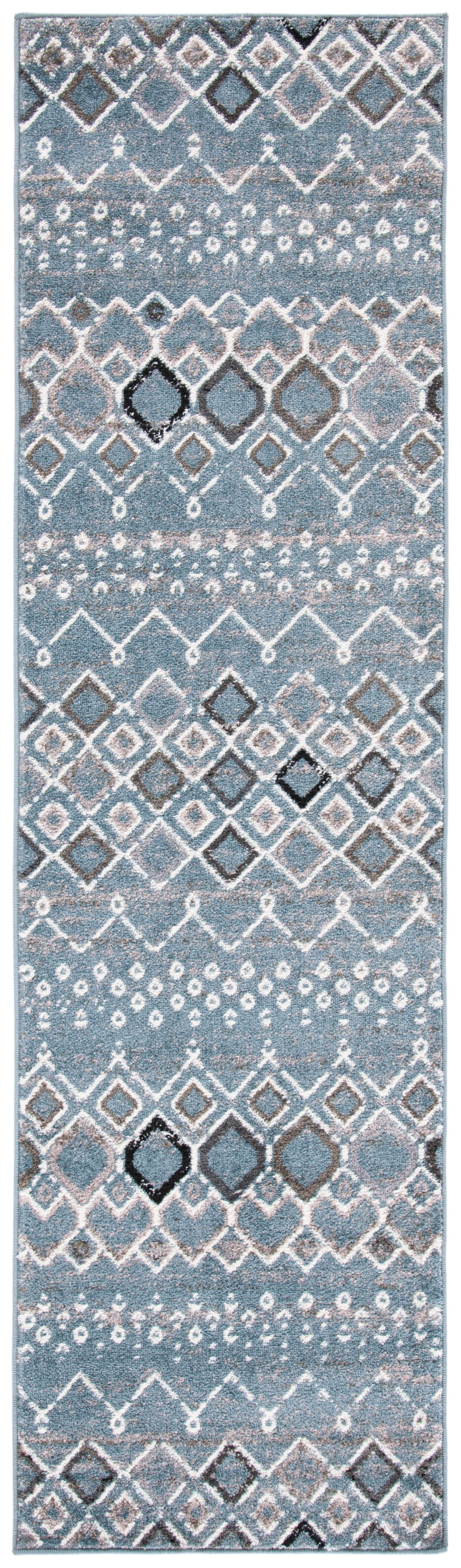 Amsterdam AMS108 Power Loomed Indoor Runner Rug - Blue/Ivory - 2'3"x14' - Safavieh