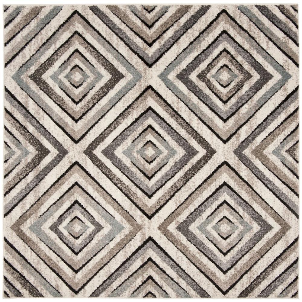 Amsterdam 6'7" Square Multicolor Geometric Synthetic Area Rug